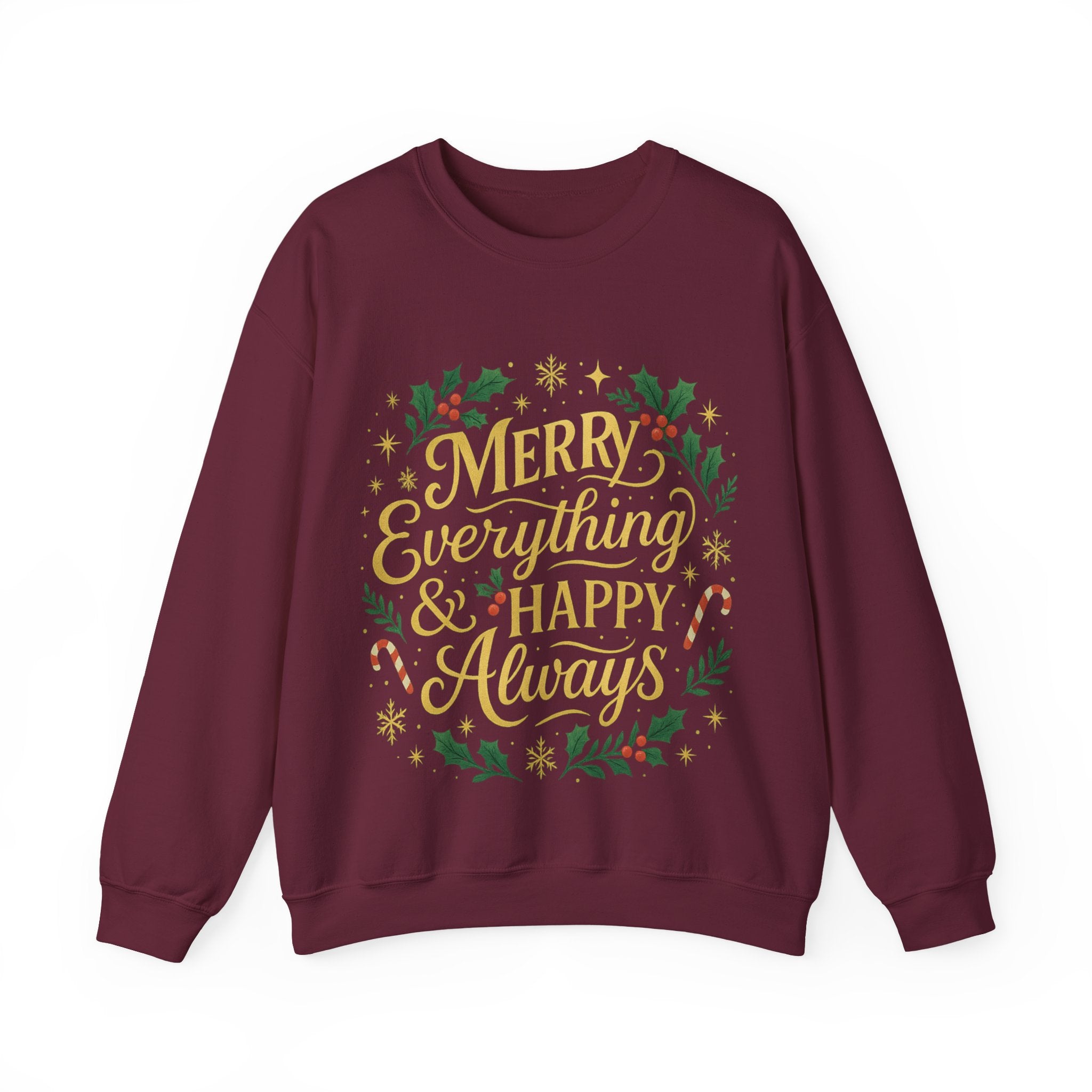 Merry Everything Crewneck Sweatshirt, Christmas Gift, Holiday Apparel, Unisex Sweater, Cozy Winter Wear