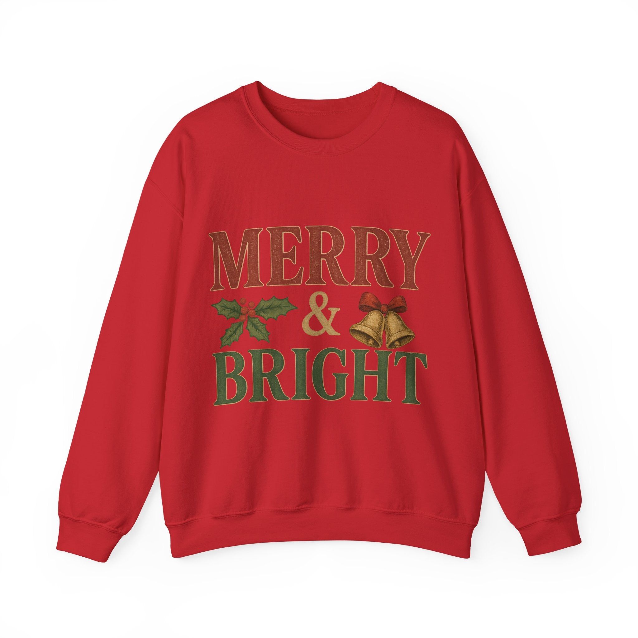 Merry & Bright Crewneck Sweatshirt – Cozy Holiday Pullover, Unisex Christmas Sweater, Warm Winter Gift for Friends & Family