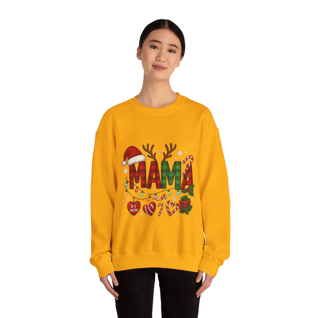 Festive Mama Crewneck Sweatshirt, Christmas Gift for Mom, Holiday Apparel, Merry Mama Sweater, Cozy Family Wear