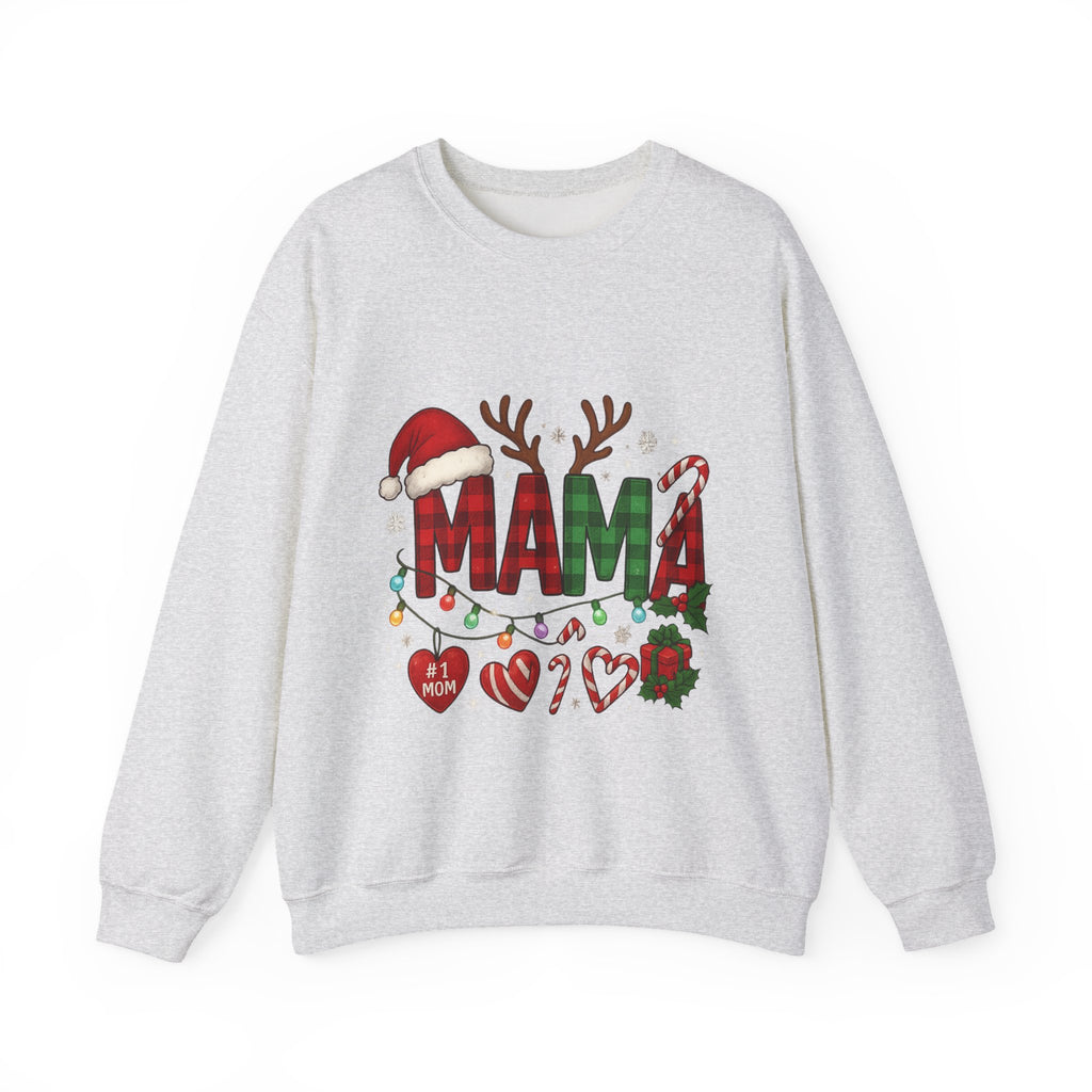 Festive Mama Crewneck Sweatshirt, Christmas Gift for Mom, Holiday Apparel, Merry Mama Sweater, Cozy Family Wear