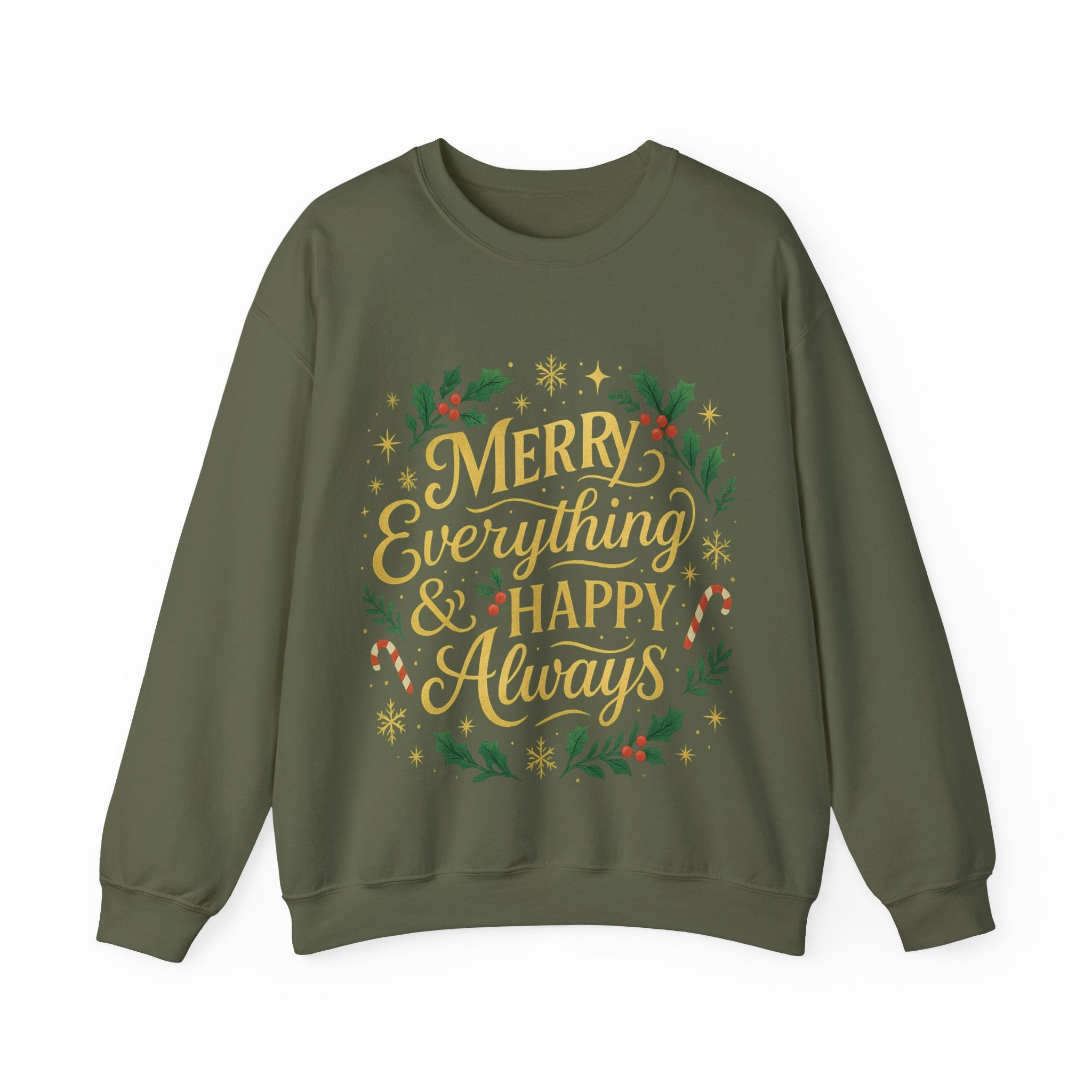 Merry Everything Crewneck Sweatshirt, Christmas Gift, Holiday Apparel, Unisex Sweater, Cozy Winter Wear
