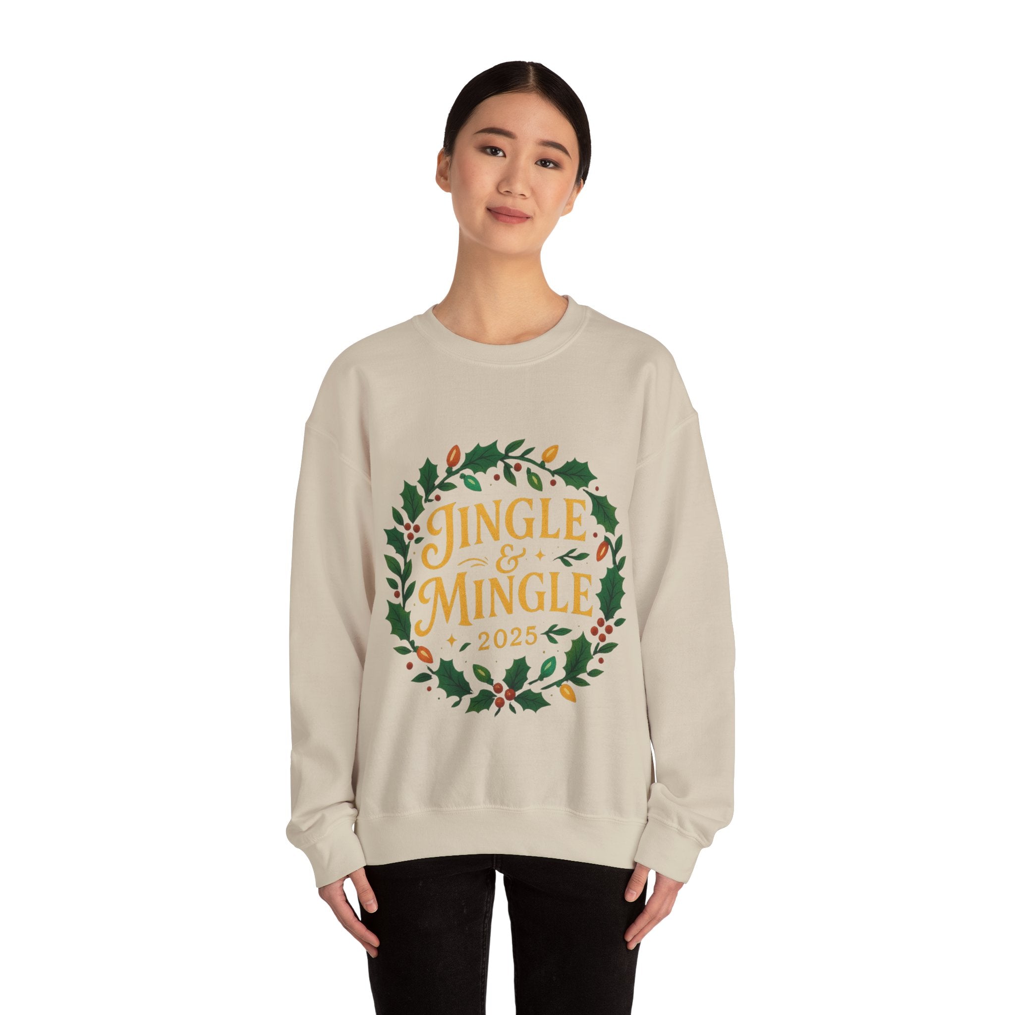 Jingle & Mingle Crewneck Sweatshirt - Cozy Holiday Apparel, Unisex Christmas Gift, Winter Fashion, Festive Sweater, Seasonal Style