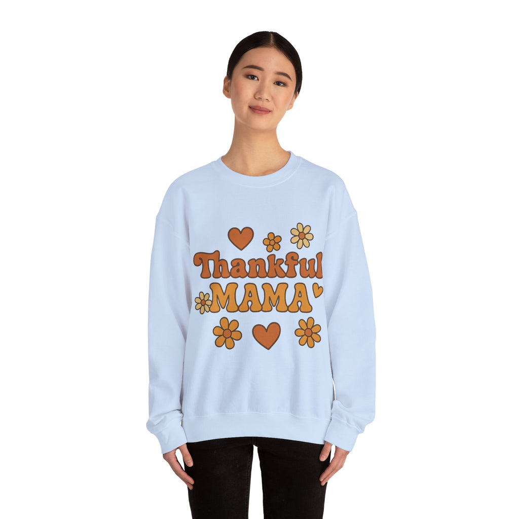 Thankful Mama Crewneck Sweatshirt | Cozy Gift for Moms, Fall Fashion, Family Gatherings, Gratitude Sweater, Thanksgiving Outfit