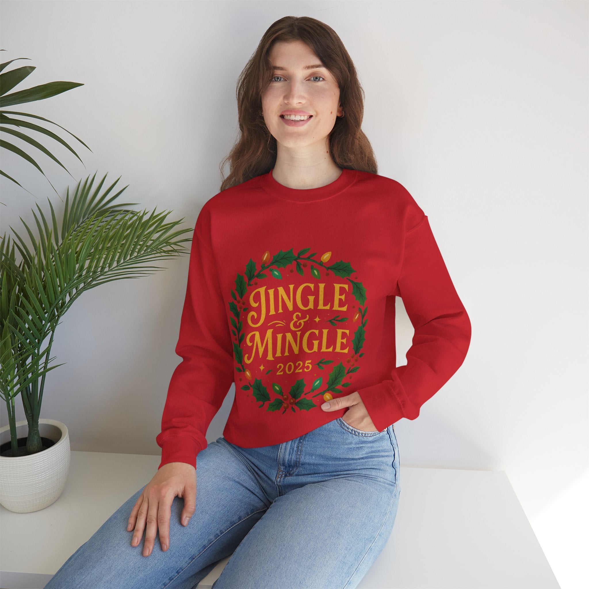 Jingle & Mingle Crewneck Sweatshirt - Cozy Holiday Apparel, Unisex Christmas Gift, Winter Fashion, Festive Sweater, Seasonal Style