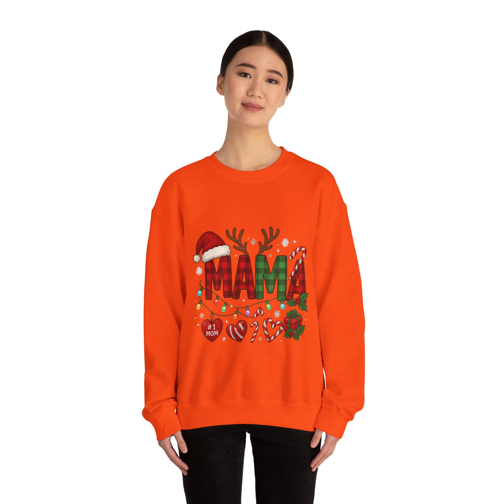 Festive Mama Crewneck Sweatshirt, Christmas Gift for Mom, Holiday Apparel, Merry Mama Sweater, Cozy Family Wear