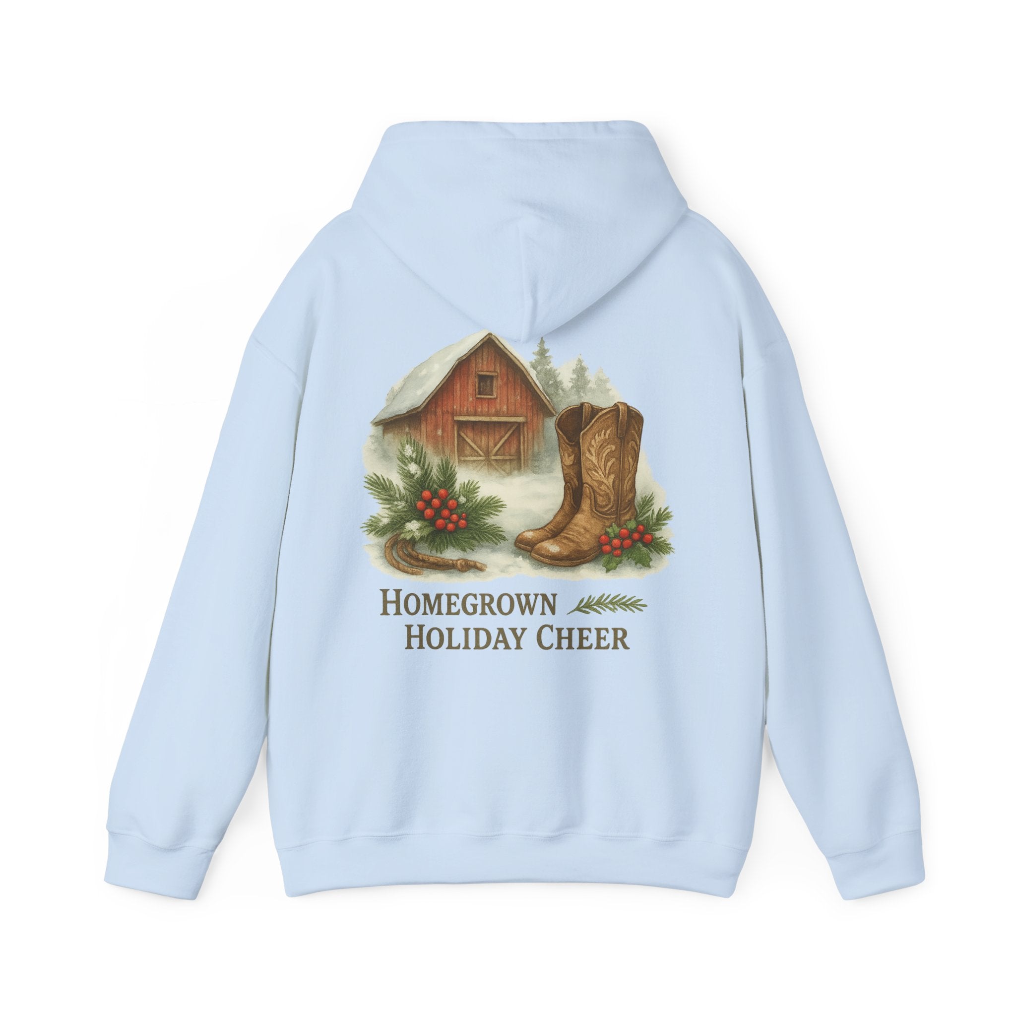 Homegrown Holiday Cheer Hoodie – Cozy Farmhouse Christmas Sweatshirt | Unisex Winter Pullover | Thoughtful Holiday Gift