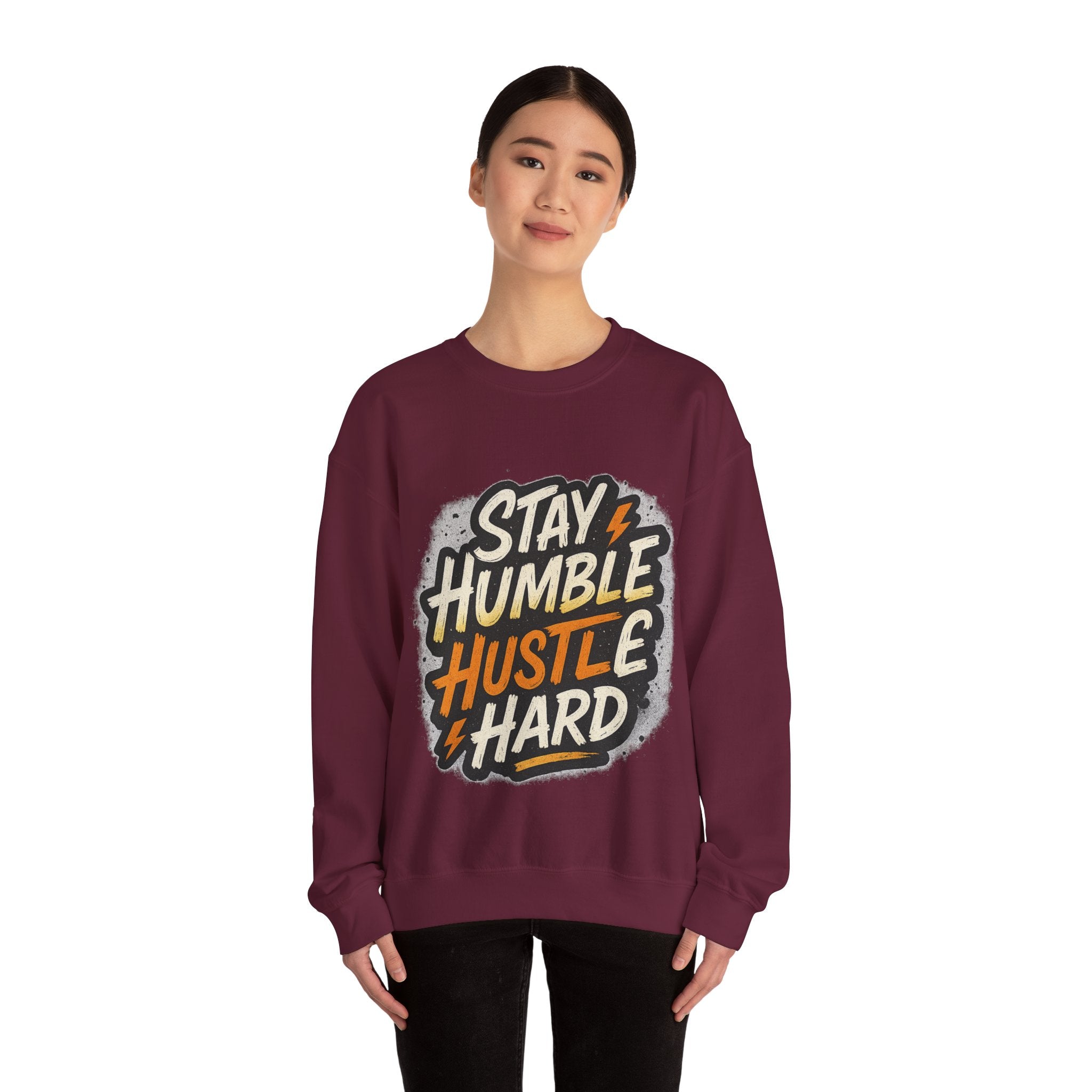 Stay Humble Hustle Hard Crewneck Sweatshirt | Motivational Unisex Sweatshirt | Inspirational Gift | Positive Quote Apparel
