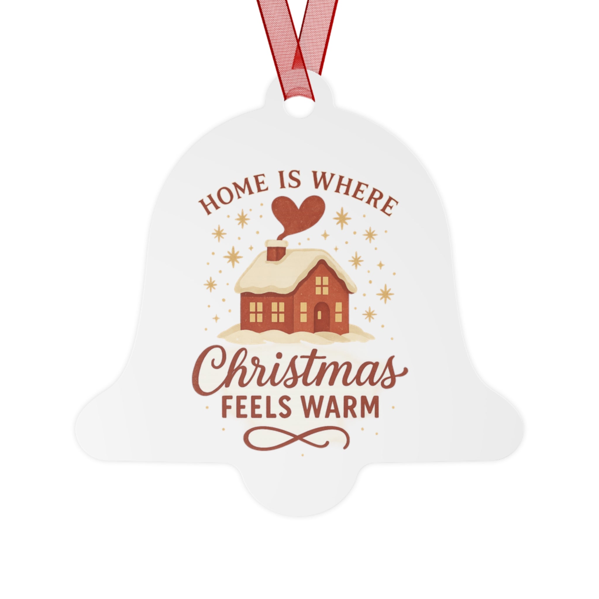 Christmas Metal Ornaments, Home Is Where Christmas Feels Warm, Holiday Decor, Gift for Tree, Family Keepsake