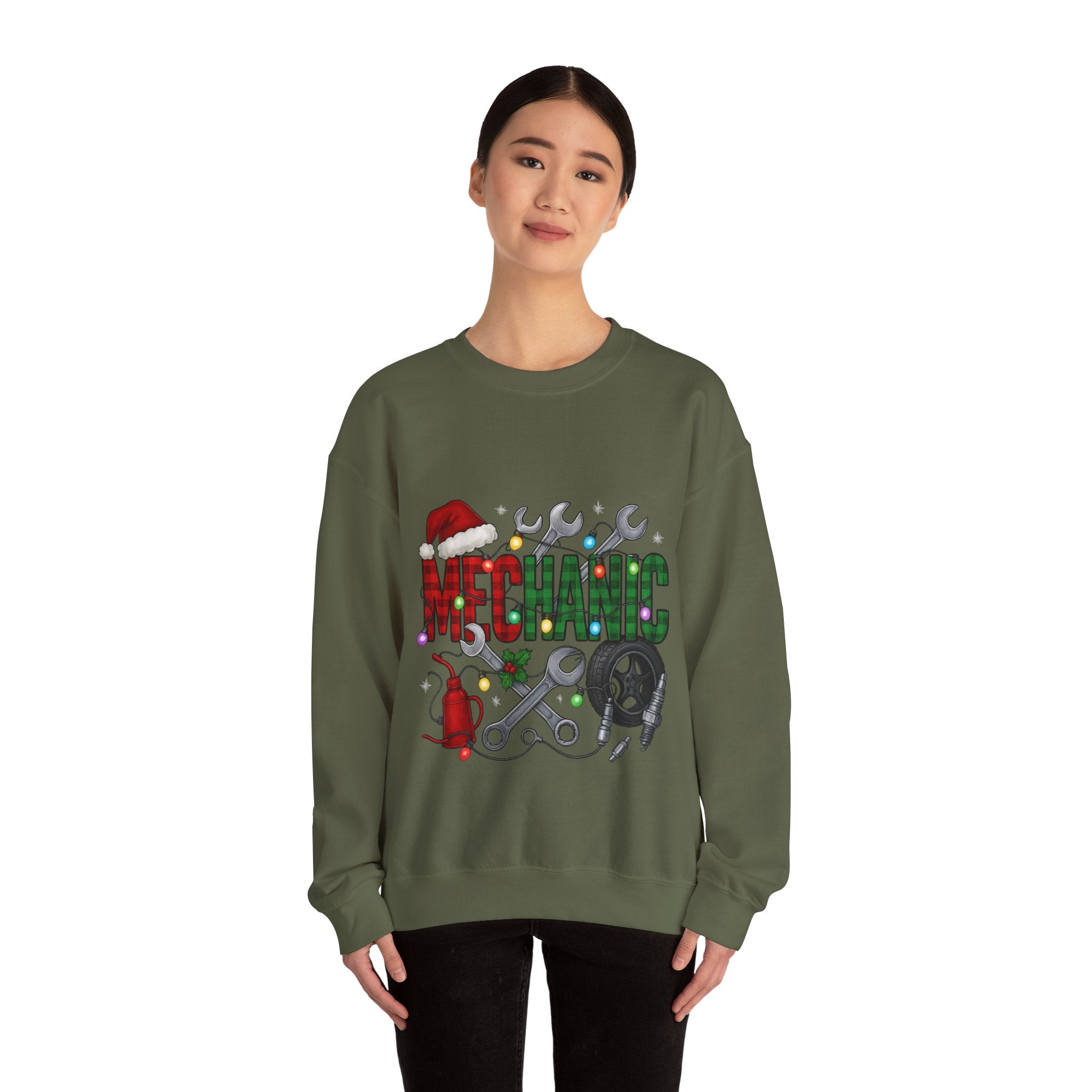 Mechanic Holiday Sweatshirt, Festive Crewneck, Gift for Mechanics, Winter Apparel, Christmas Sweatshirt, Unisex Clothing