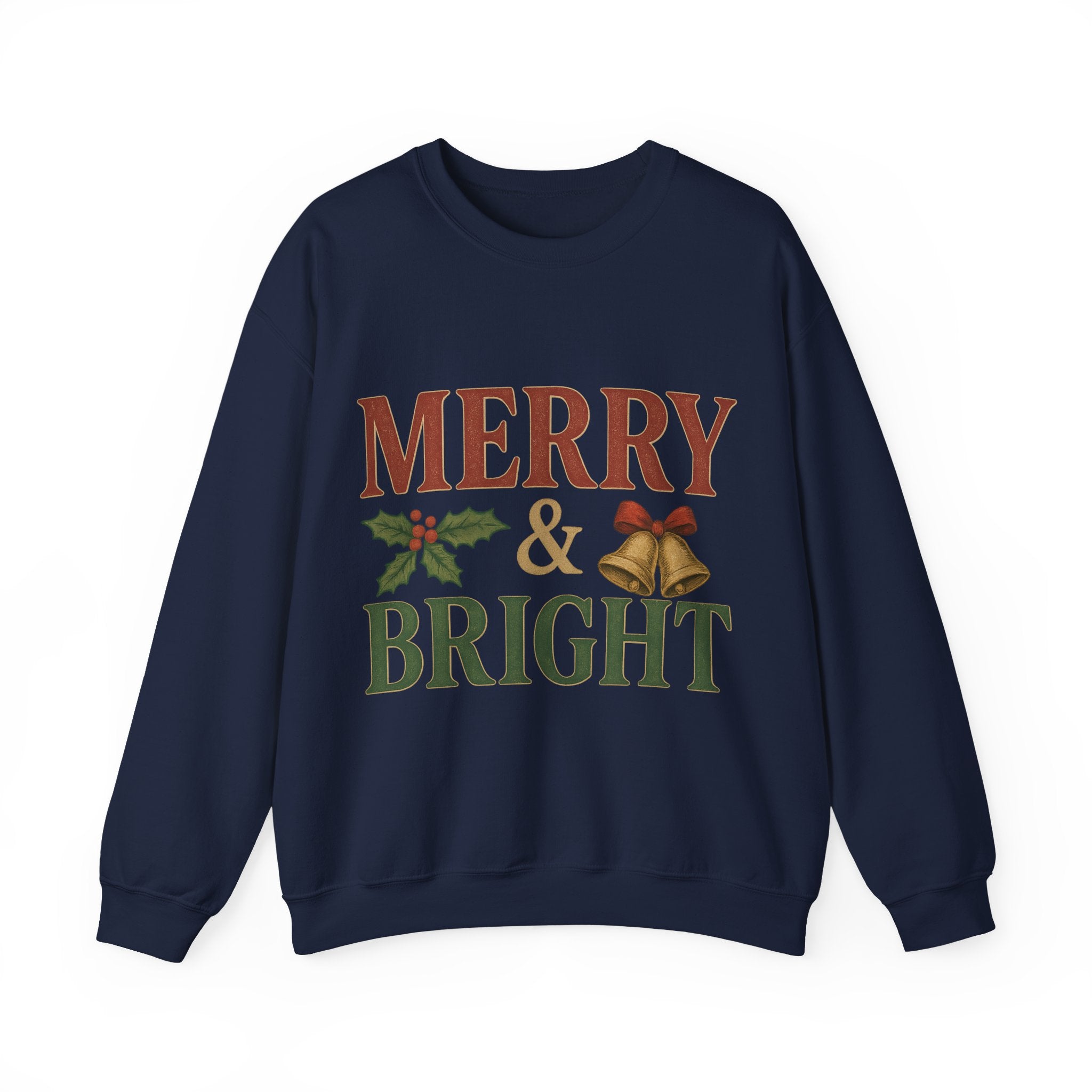 Merry & Bright Crewneck Sweatshirt – Cozy Holiday Pullover, Unisex Christmas Sweater, Warm Winter Gift for Friends & Family