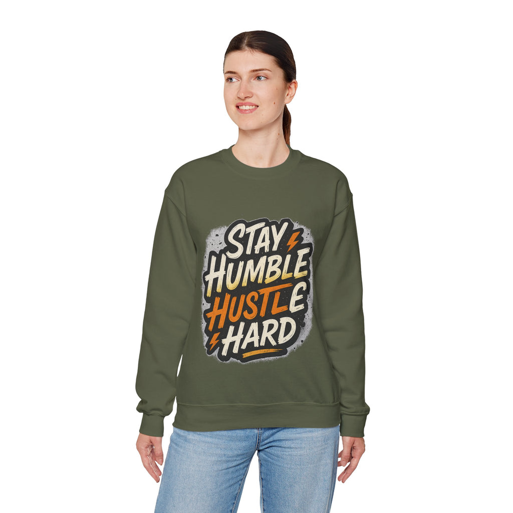 Stay Humble Hustle Hard Crewneck Sweatshirt | Motivational Unisex Sweatshirt | Inspirational Gift | Positive Quote Apparel