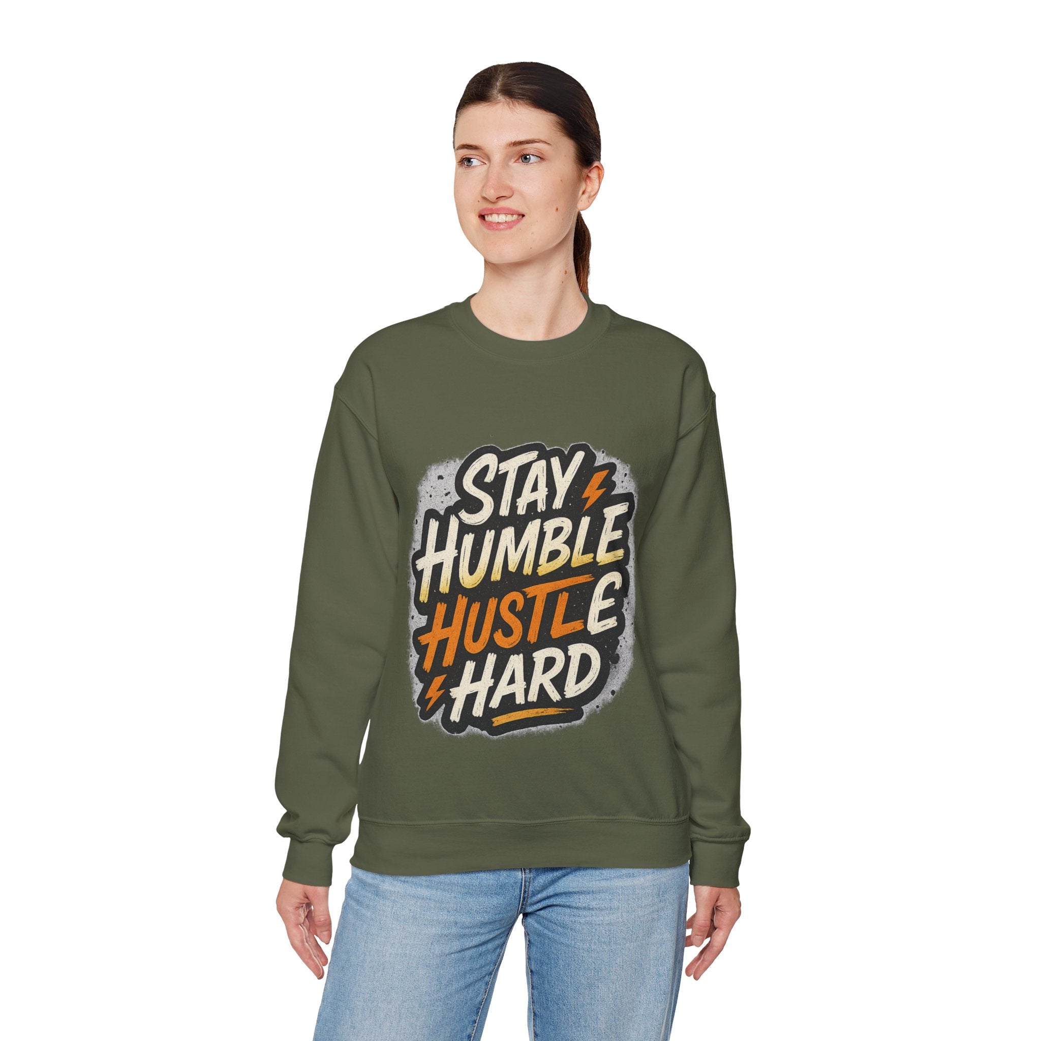 Stay Humble Hustle Hard Crewneck Sweatshirt | Motivational Unisex Sweatshirt | Inspirational Gift | Positive Quote Apparel