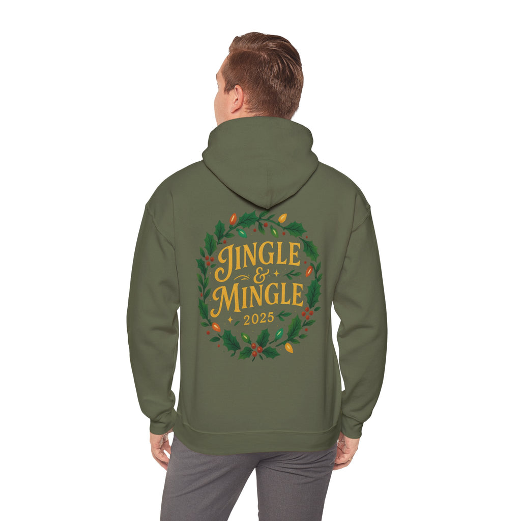 Jingle & Mingle Hooded Sweatshirt | Cozy Holiday Sweatshirt, Christmas Gift, Unisex Hoodie, Seasonal Apparel, Winter Wear
