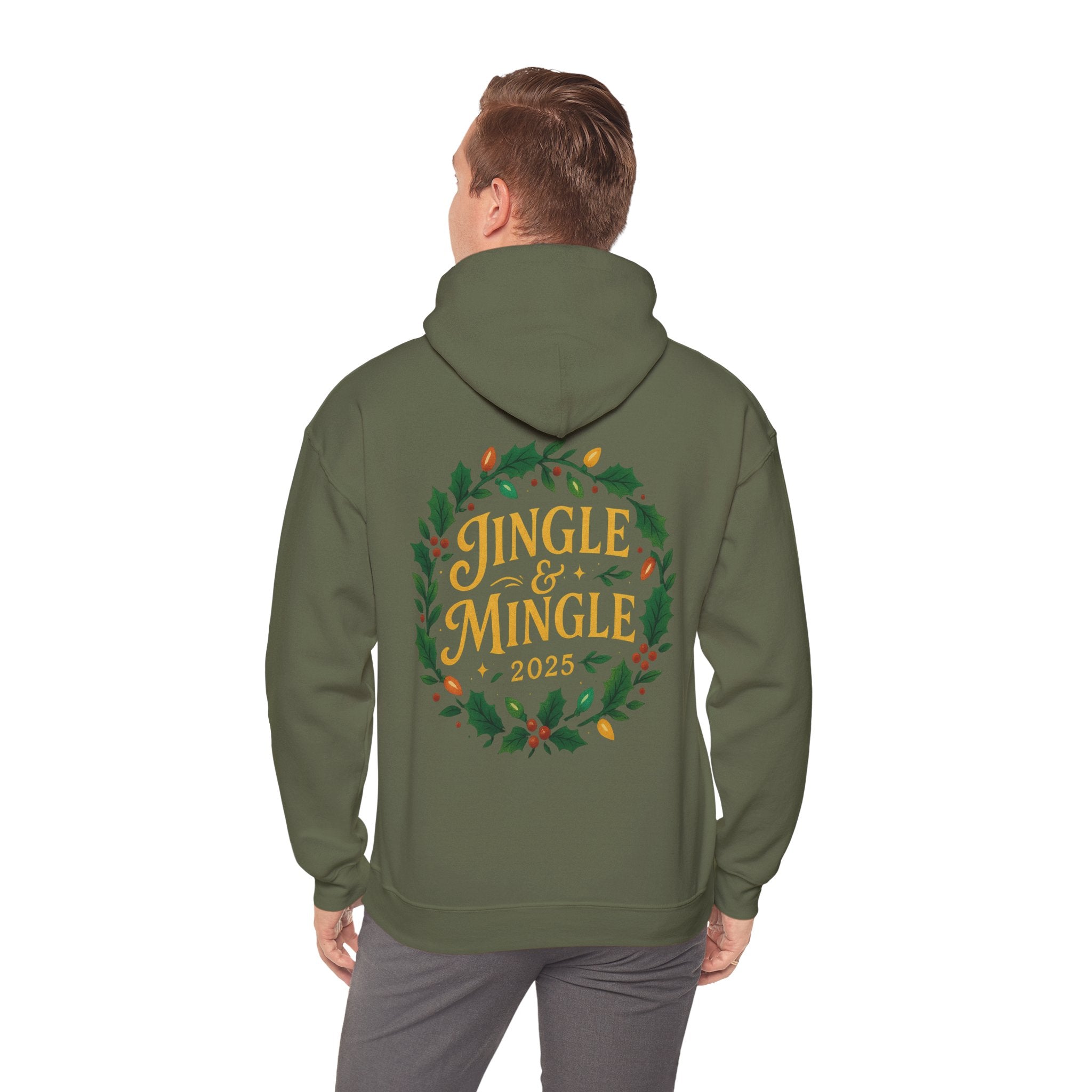 Jingle & Mingle Hooded Sweatshirt | Cozy Holiday Sweatshirt, Christmas Gift, Unisex Hoodie, Seasonal Apparel, Winter Wear