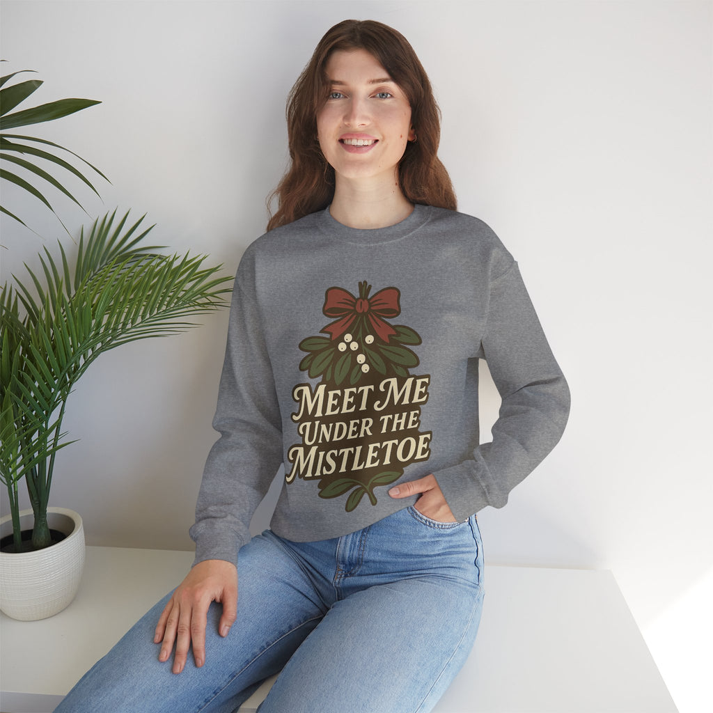 Mistletoe Crewneck Sweatshirt - Cozy Holiday Wear for Couples, Christmas Gift, Winter Apparel, Cute Sweater, Festive Outfit