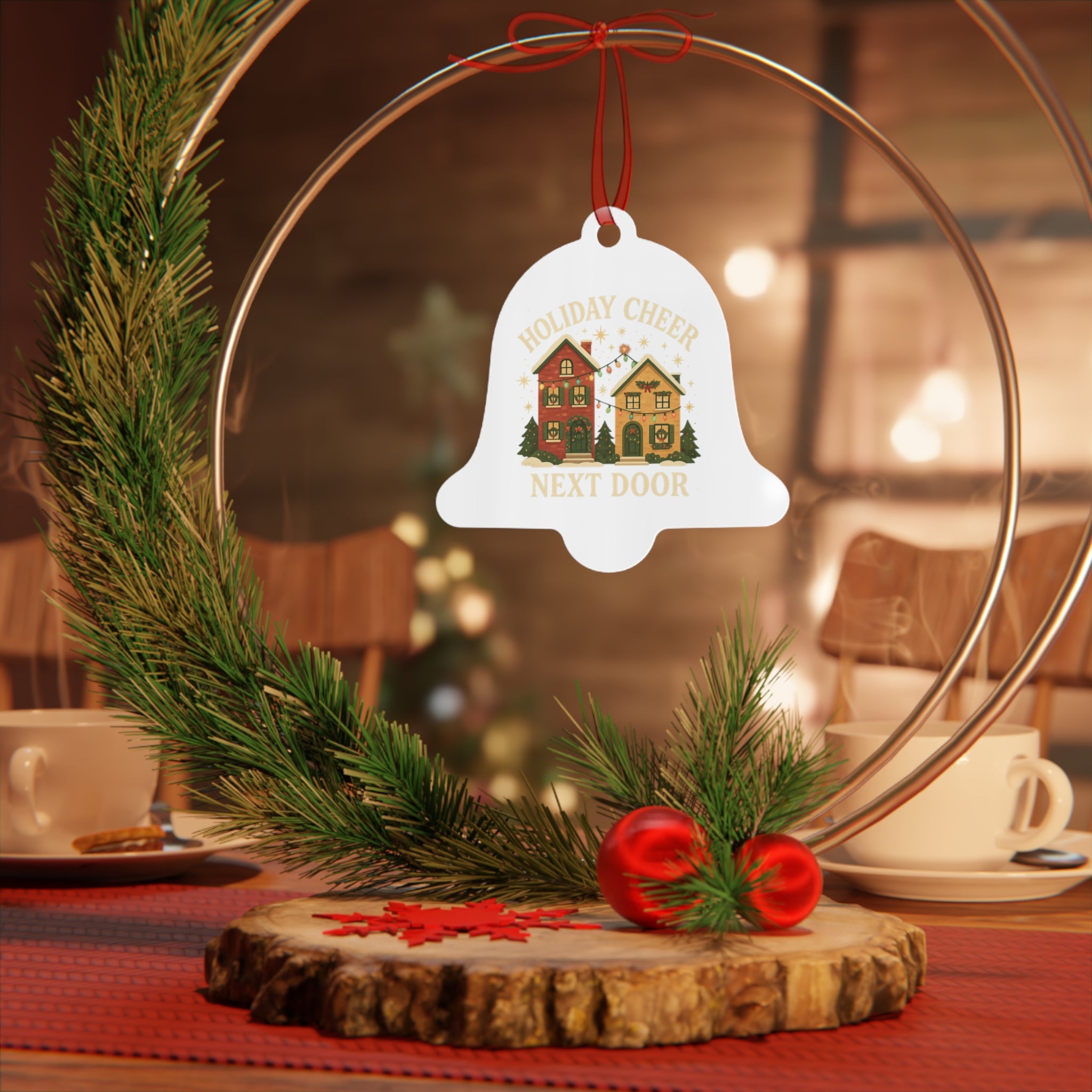 Holiday Cheer Metal Ornaments, Festive Decor for Christmas, Personalized Gift Tags, Winter Wonderland Decorations, Home for the Holidays