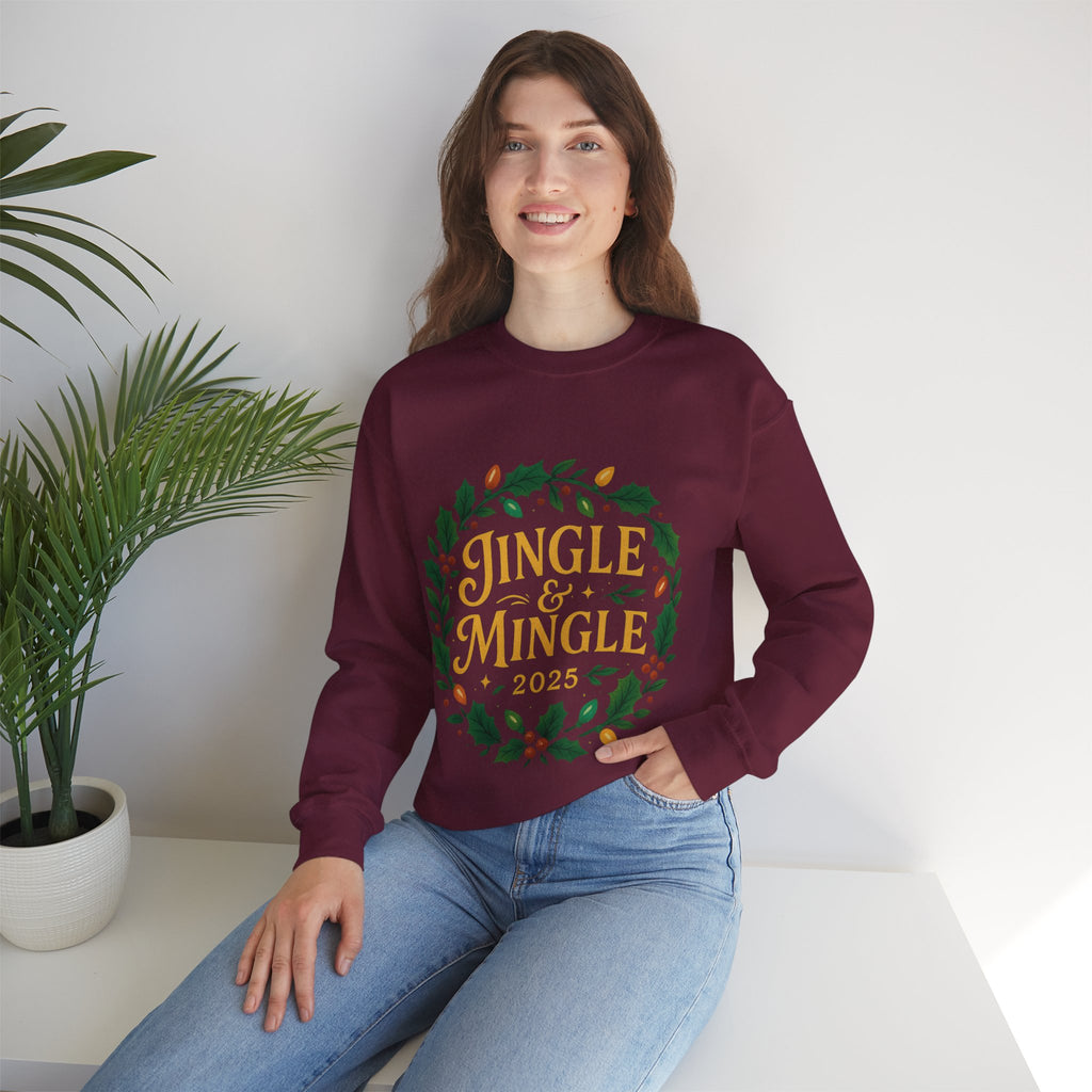 Jingle & Mingle Crewneck Sweatshirt - Cozy Holiday Apparel, Unisex Christmas Gift, Winter Fashion, Festive Sweater, Seasonal Style