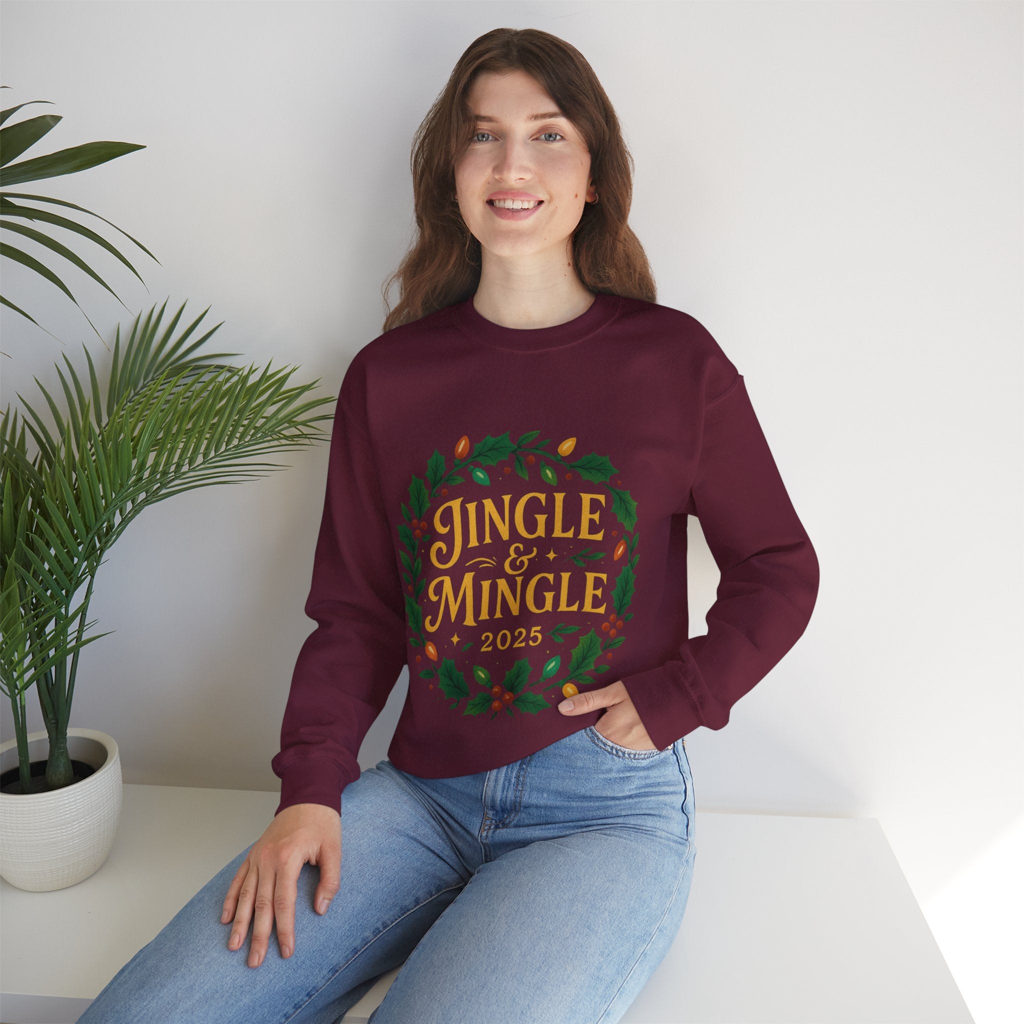 Jingle & Mingle Crewneck Sweatshirt - Cozy Holiday Apparel, Unisex Christmas Gift, Winter Fashion, Festive Sweater, Seasonal Style