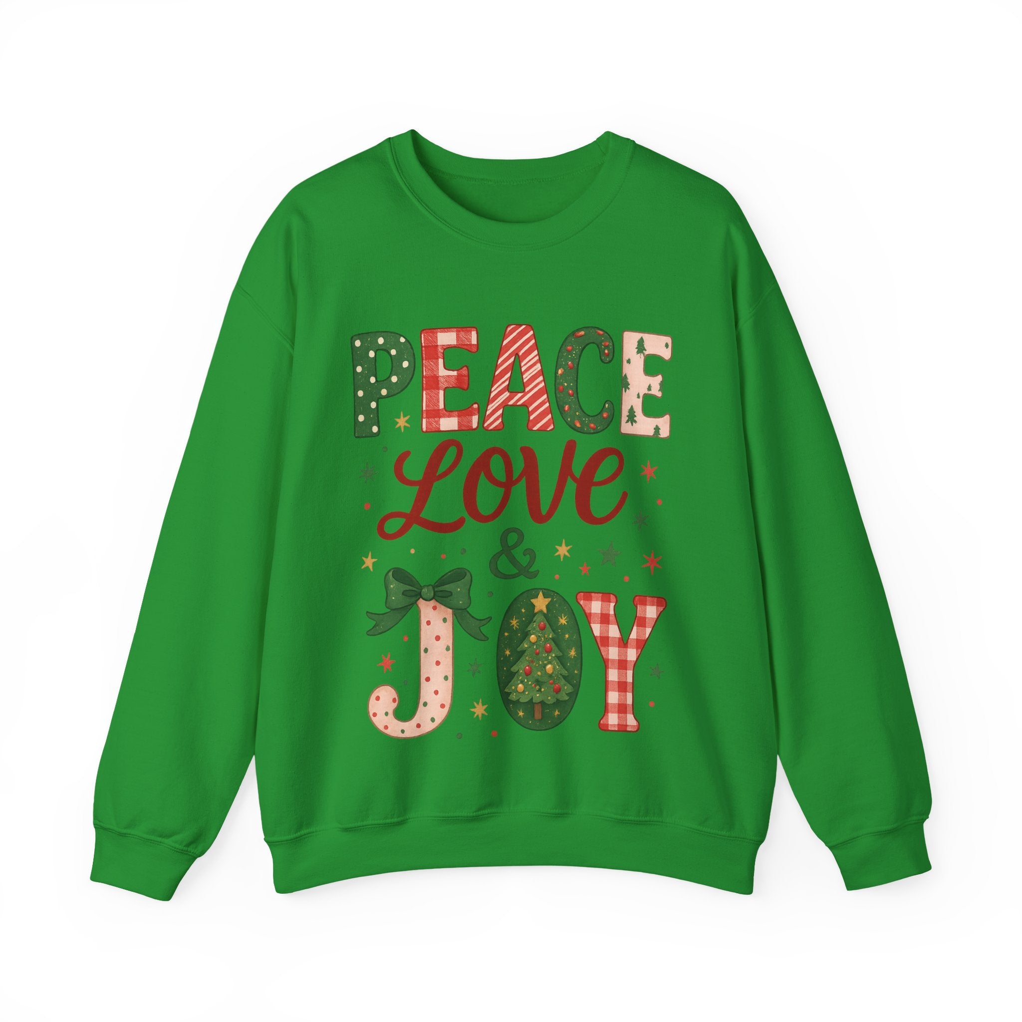Peace, Love & Joy Christmas Sweatshirt – Festive Unisex Crewneck, Cozy Holiday Pullover, Positive Vibes Gift for Friends & Family