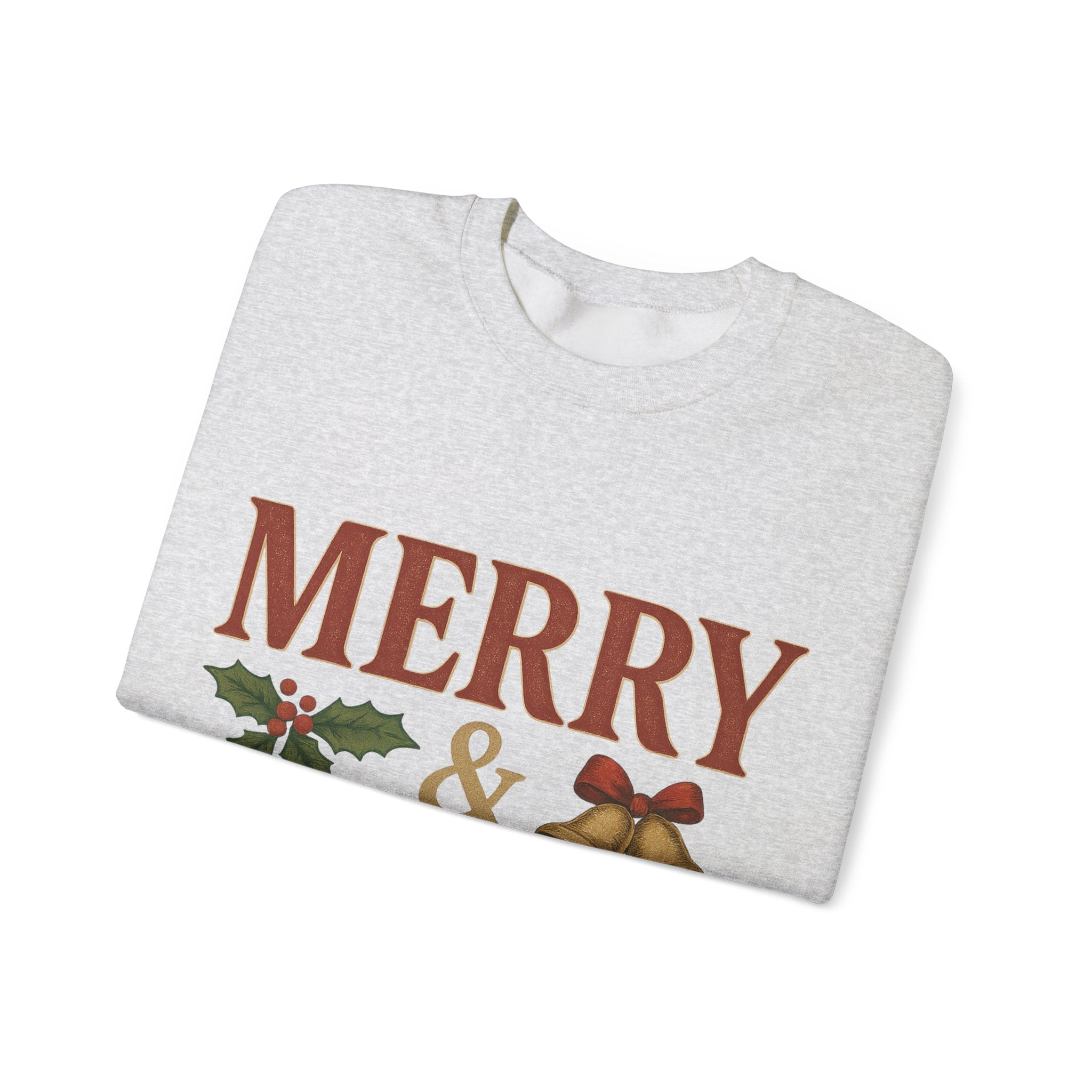 Merry & Bright Crewneck Sweatshirt – Cozy Holiday Pullover, Unisex Christmas Sweater, Warm Winter Gift for Friends & Family