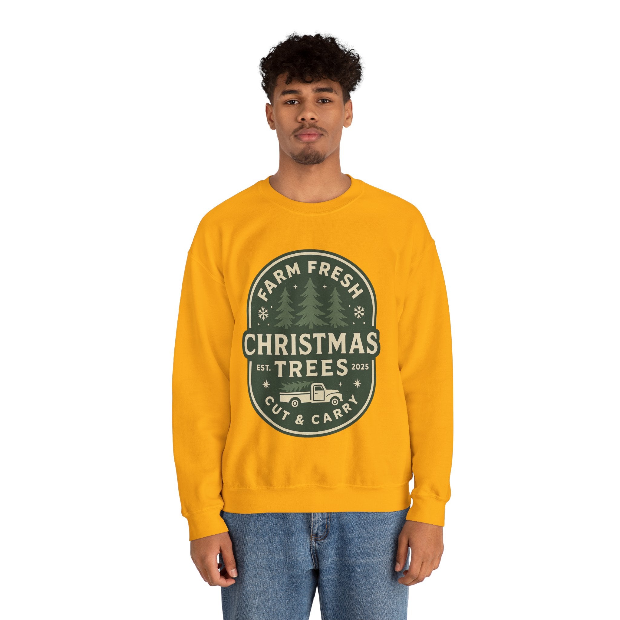 Farm Fresh Christmas Trees Sweatshirt, Cozy Holiday Apparel, Unisex Crewneck, Seasonal Gift, Christmas Sweater, Winter Wardrobe