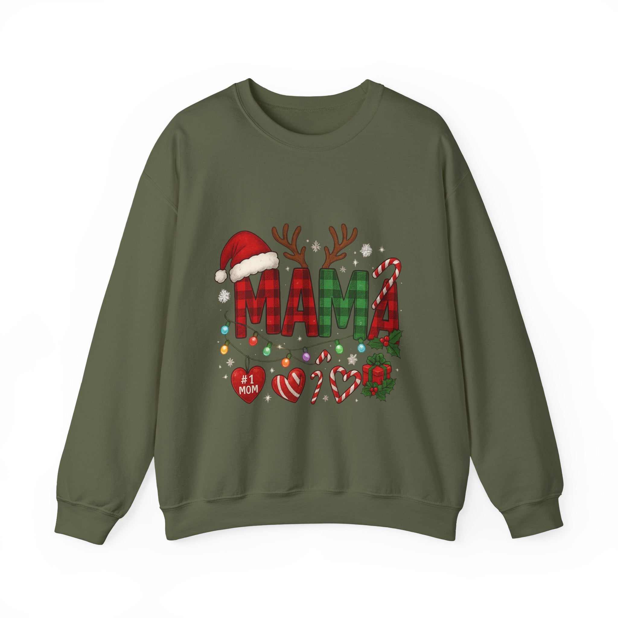 Festive Mama Crewneck Sweatshirt, Christmas Gift for Mom, Holiday Apparel, Merry Mama Sweater, Cozy Family Wear