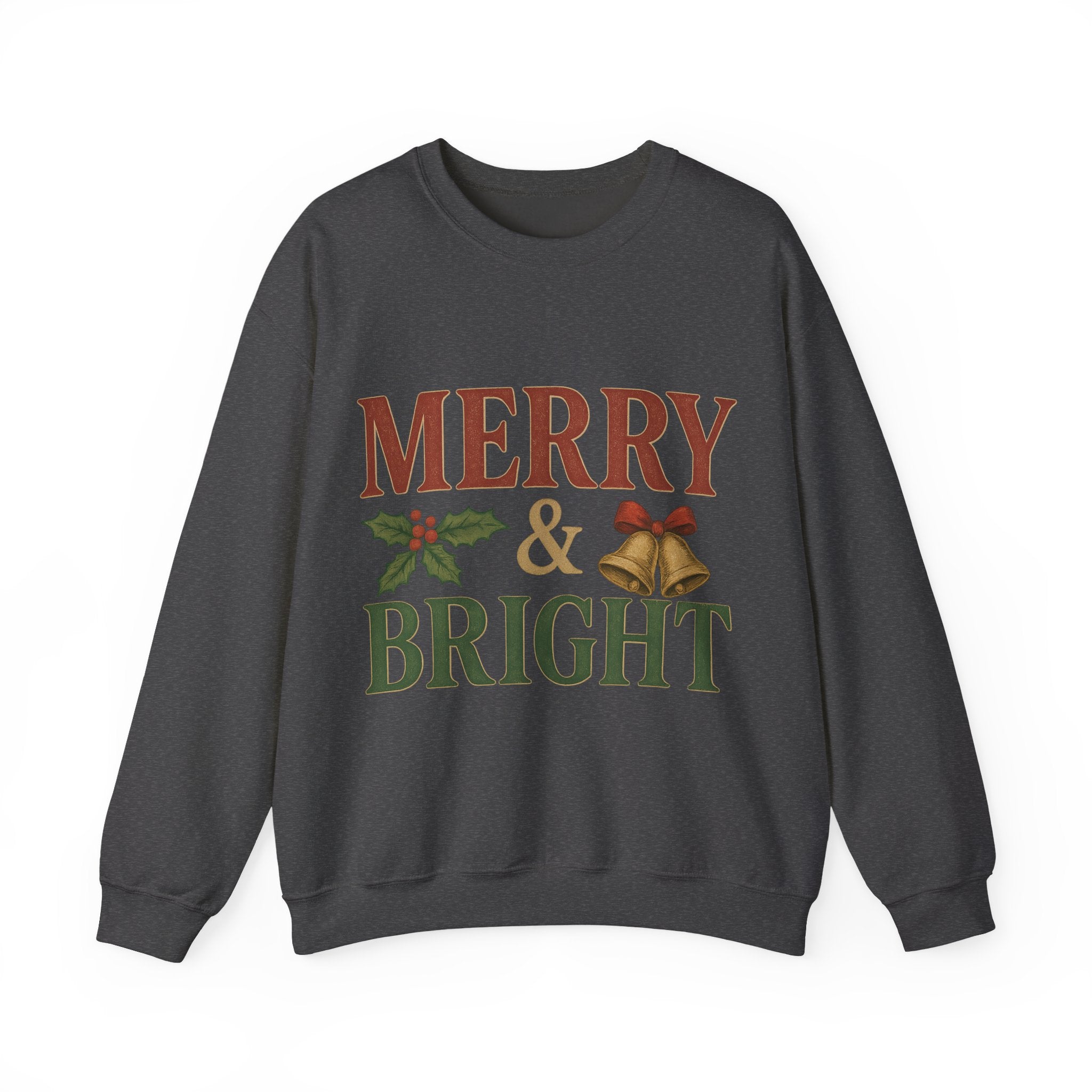 Merry & Bright Crewneck Sweatshirt – Cozy Holiday Pullover, Unisex Christmas Sweater, Warm Winter Gift for Friends & Family