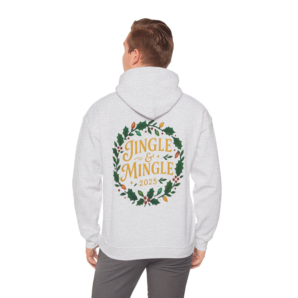 Jingle & Mingle Hooded Sweatshirt | Cozy Holiday Sweatshirt, Christmas Gift, Unisex Hoodie, Seasonal Apparel, Winter Wear