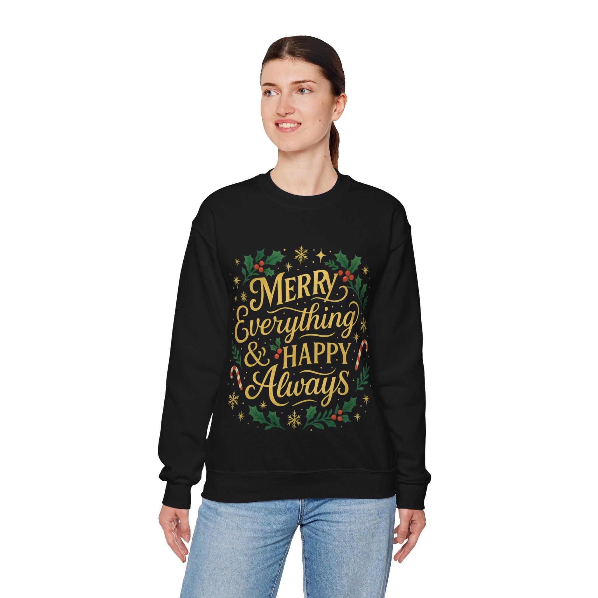Merry Everything Crewneck Sweatshirt, Christmas Gift, Holiday Apparel, Unisex Sweater, Cozy Winter Wear