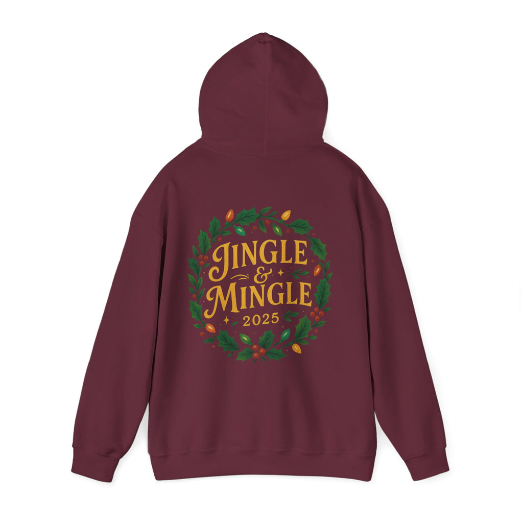 Jingle & Mingle Hooded Sweatshirt | Cozy Holiday Sweatshirt, Christmas Gift, Unisex Hoodie, Seasonal Apparel, Winter Wear