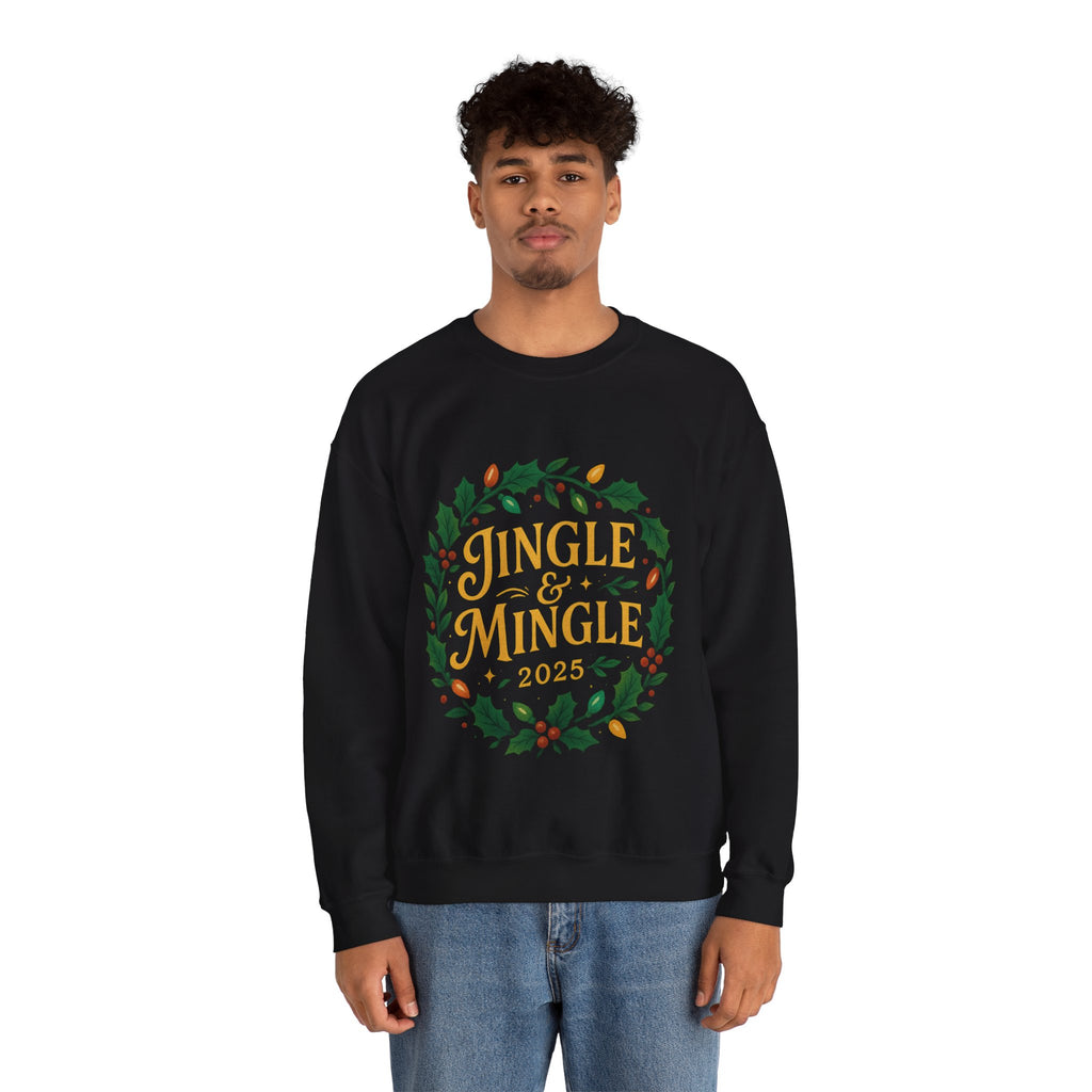 Jingle & Mingle Crewneck Sweatshirt - Cozy Holiday Apparel, Unisex Christmas Gift, Winter Fashion, Festive Sweater, Seasonal Style