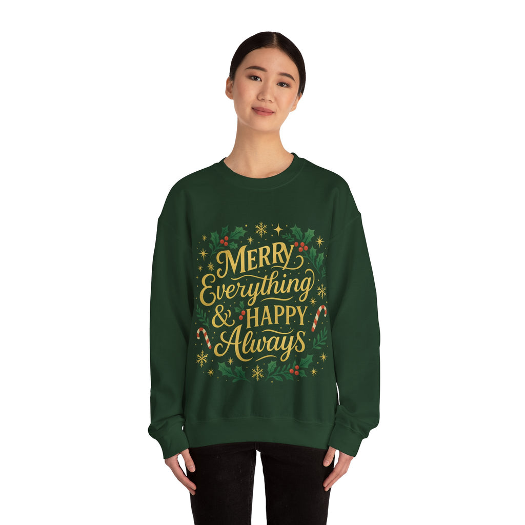 Merry Everything Crewneck Sweatshirt, Christmas Gift, Holiday Apparel, Unisex Sweater, Cozy Winter Wear