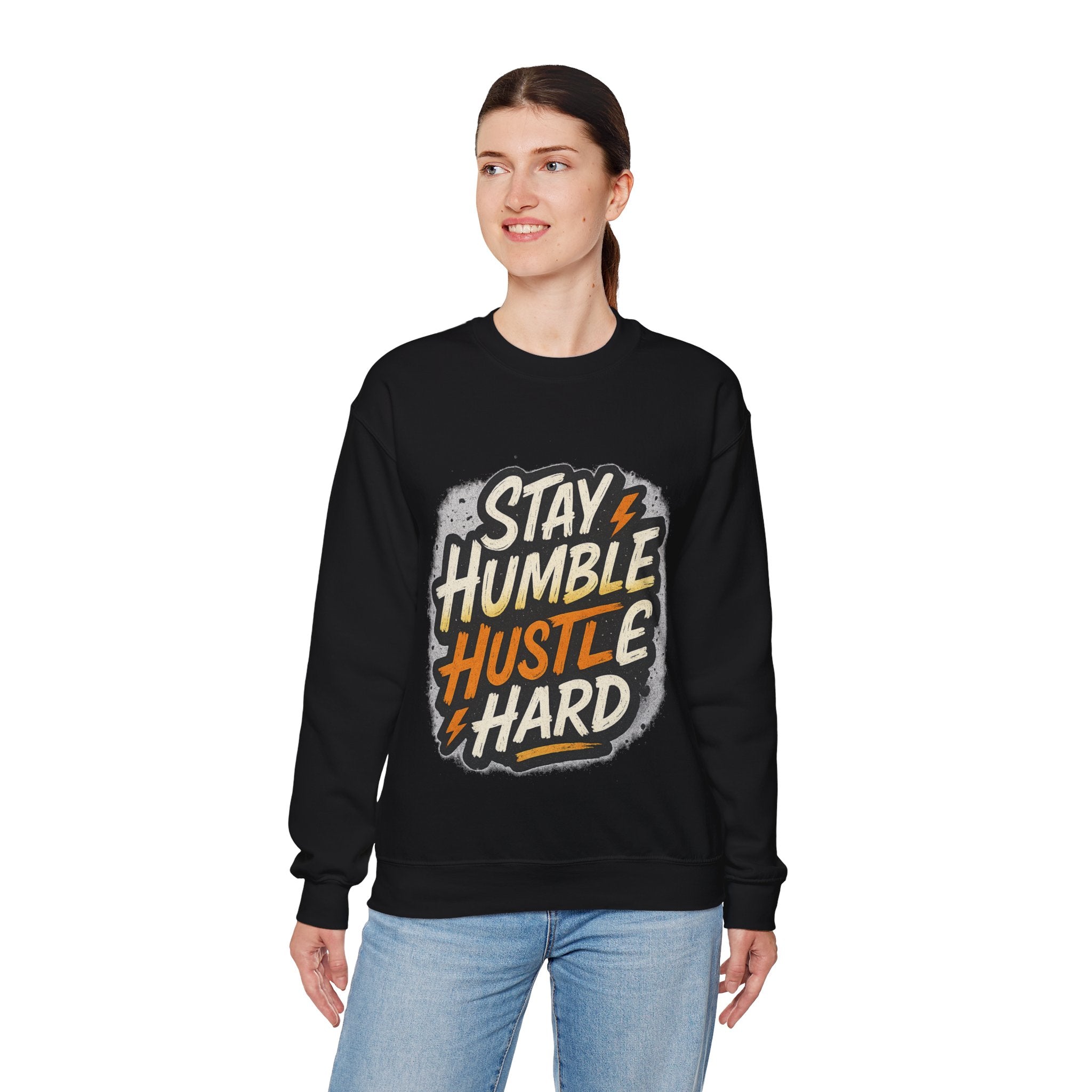 Stay Humble Hustle Hard Crewneck Sweatshirt | Motivational Unisex Sweatshirt | Inspirational Gift | Positive Quote Apparel
