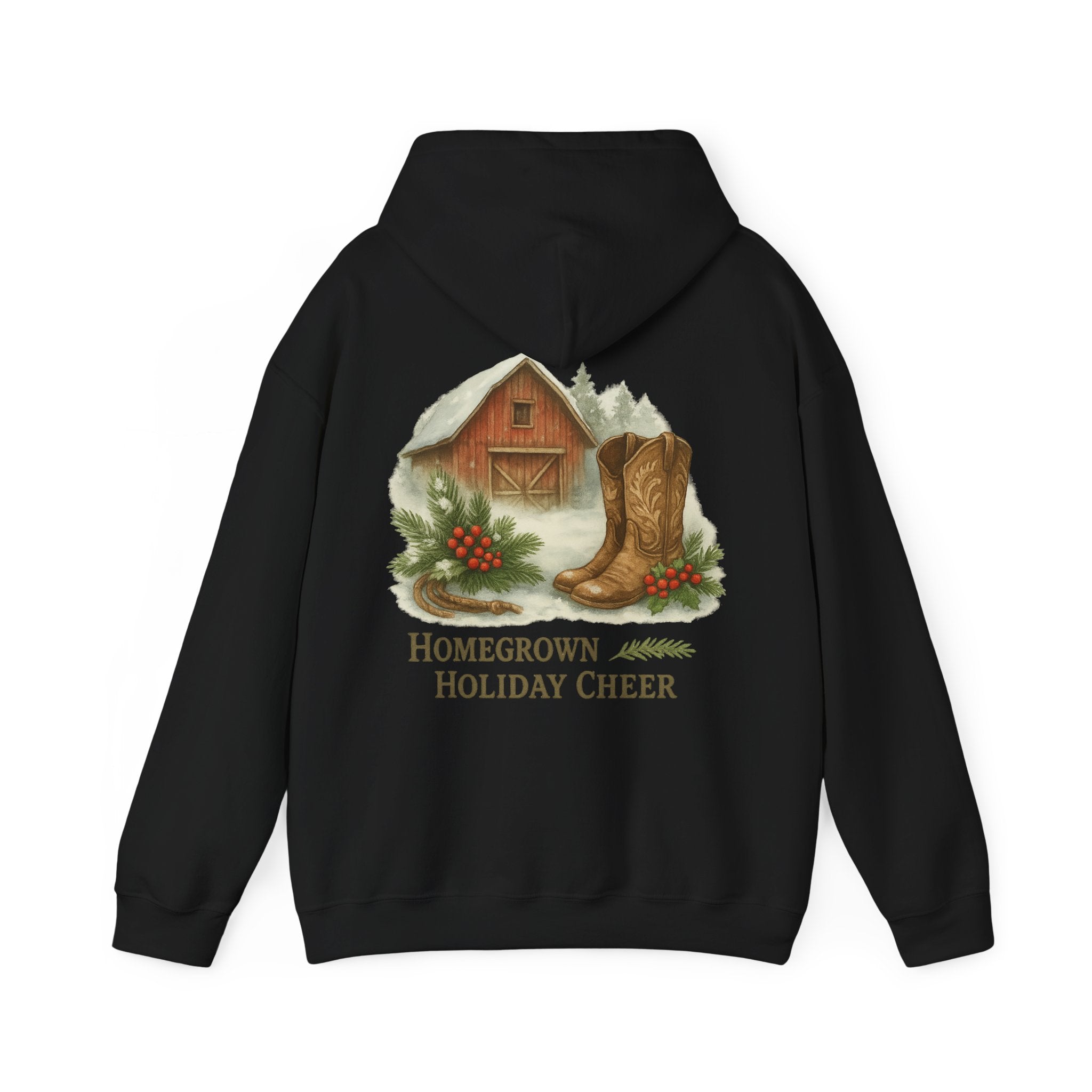 Homegrown Holiday Cheer Hoodie – Cozy Farmhouse Christmas Sweatshirt | Unisex Winter Pullover | Thoughtful Holiday Gift