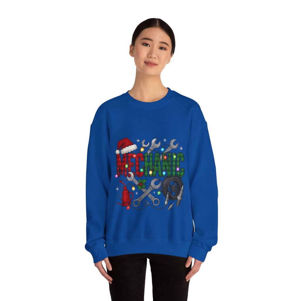 Mechanic Holiday Sweatshirt, Festive Crewneck, Gift for Mechanics, Winter Apparel, Christmas Sweatshirt, Unisex Clothing