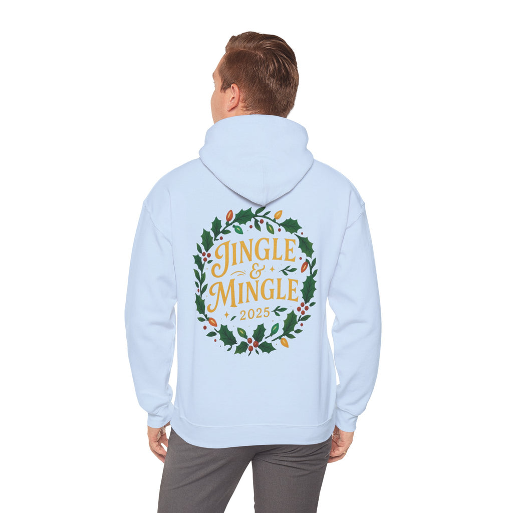 Jingle & Mingle Hooded Sweatshirt | Cozy Holiday Sweatshirt, Christmas Gift, Unisex Hoodie, Seasonal Apparel, Winter Wear