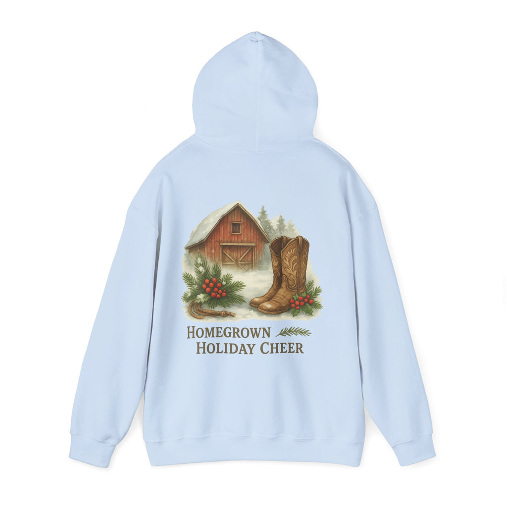 Homegrown Holiday Cheer Hoodie – Cozy Farmhouse Christmas Sweatshirt | Unisex Winter Pullover | Thoughtful Holiday Gift