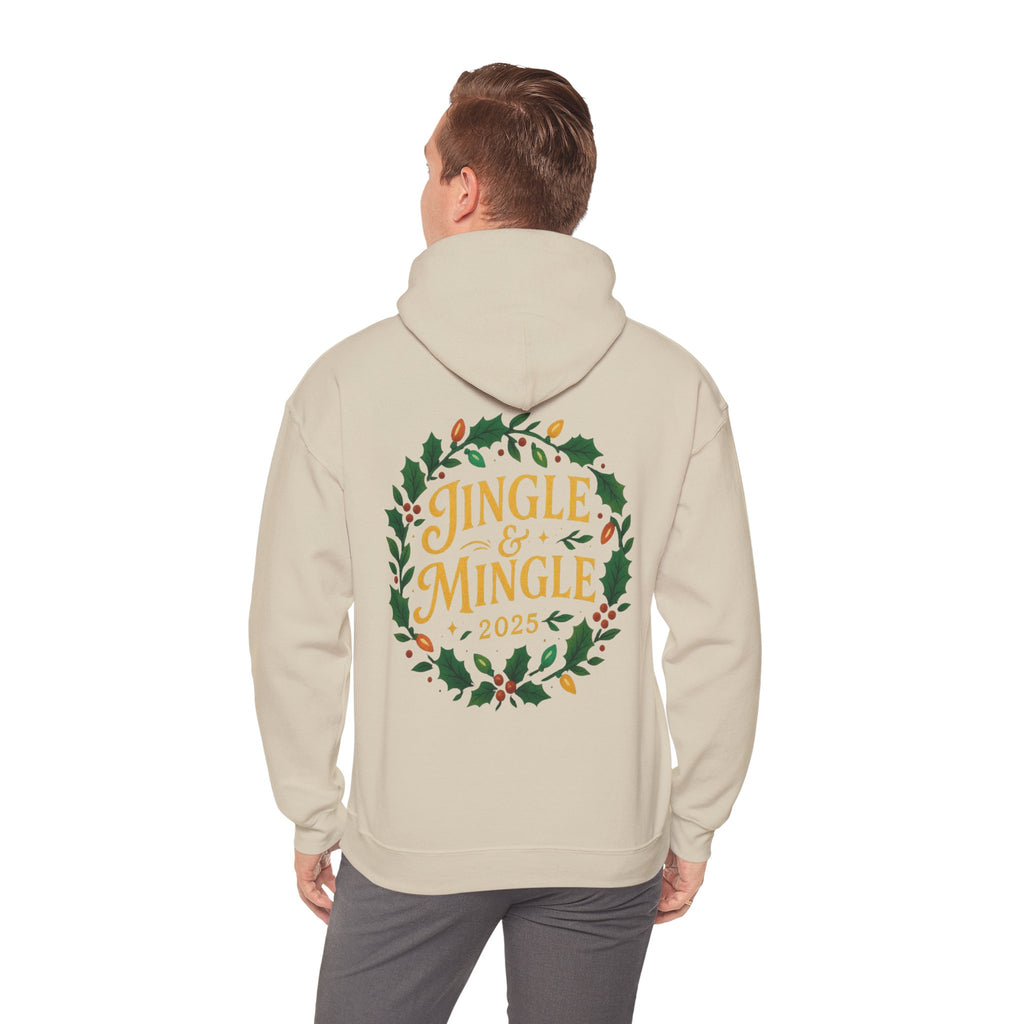 Jingle & Mingle Hooded Sweatshirt | Cozy Holiday Sweatshirt, Christmas Gift, Unisex Hoodie, Seasonal Apparel, Winter Wear