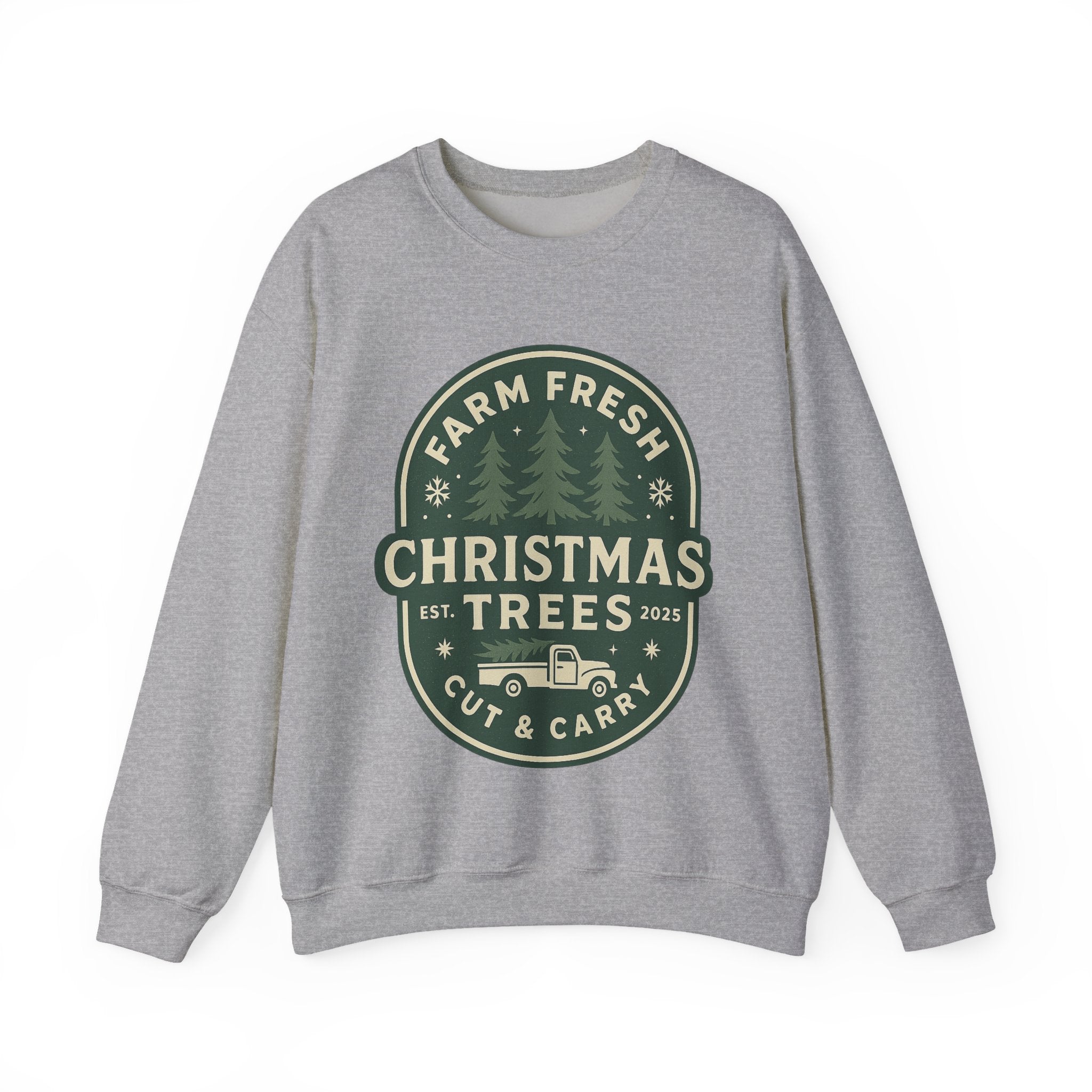 Farm Fresh Christmas Trees Sweatshirt, Cozy Holiday Apparel, Unisex Crewneck, Seasonal Gift, Christmas Sweater, Winter Wardrobe