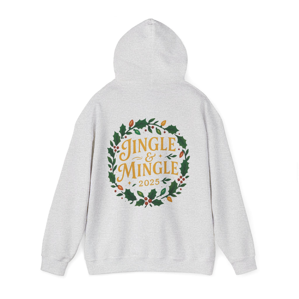 Jingle & Mingle Hooded Sweatshirt | Cozy Holiday Sweatshirt, Christmas Gift, Unisex Hoodie, Seasonal Apparel, Winter Wear