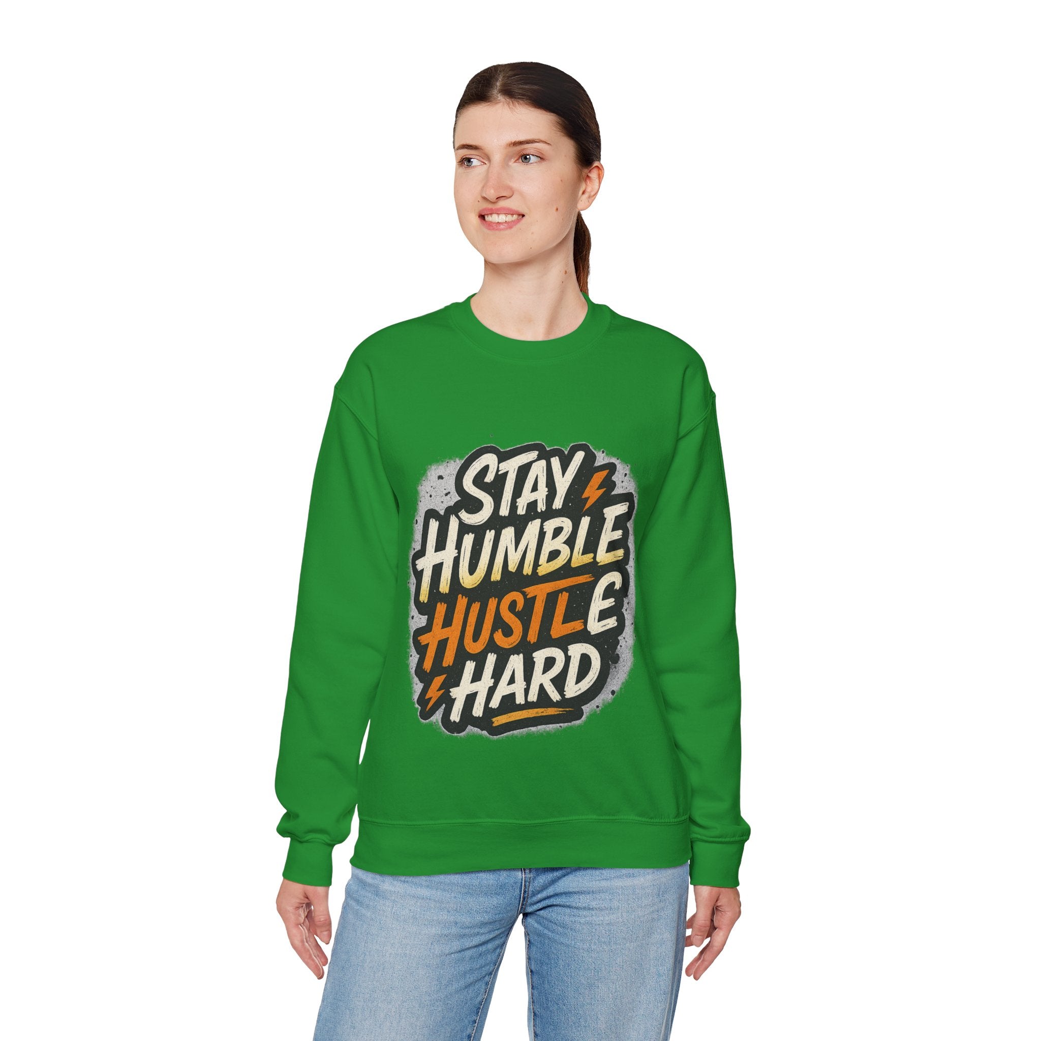 Stay Humble Hustle Hard Crewneck Sweatshirt | Motivational Unisex Sweatshirt | Inspirational Gift | Positive Quote Apparel