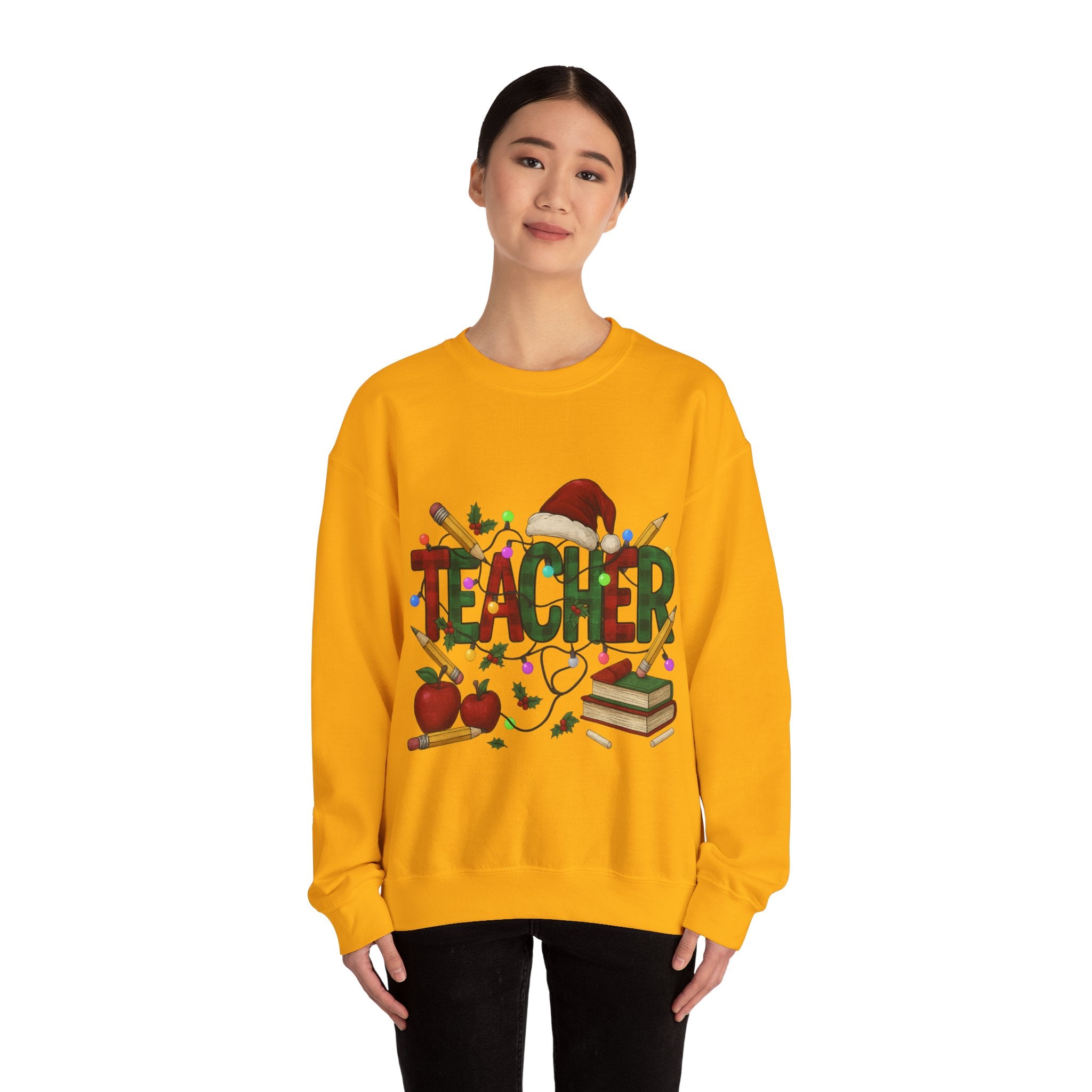 Festive Teacher Sweatshirt: Cozy Gift for Educators, Holiday Apparel, Classroom Style, Warm Winter Wear, Teacher Appreciation