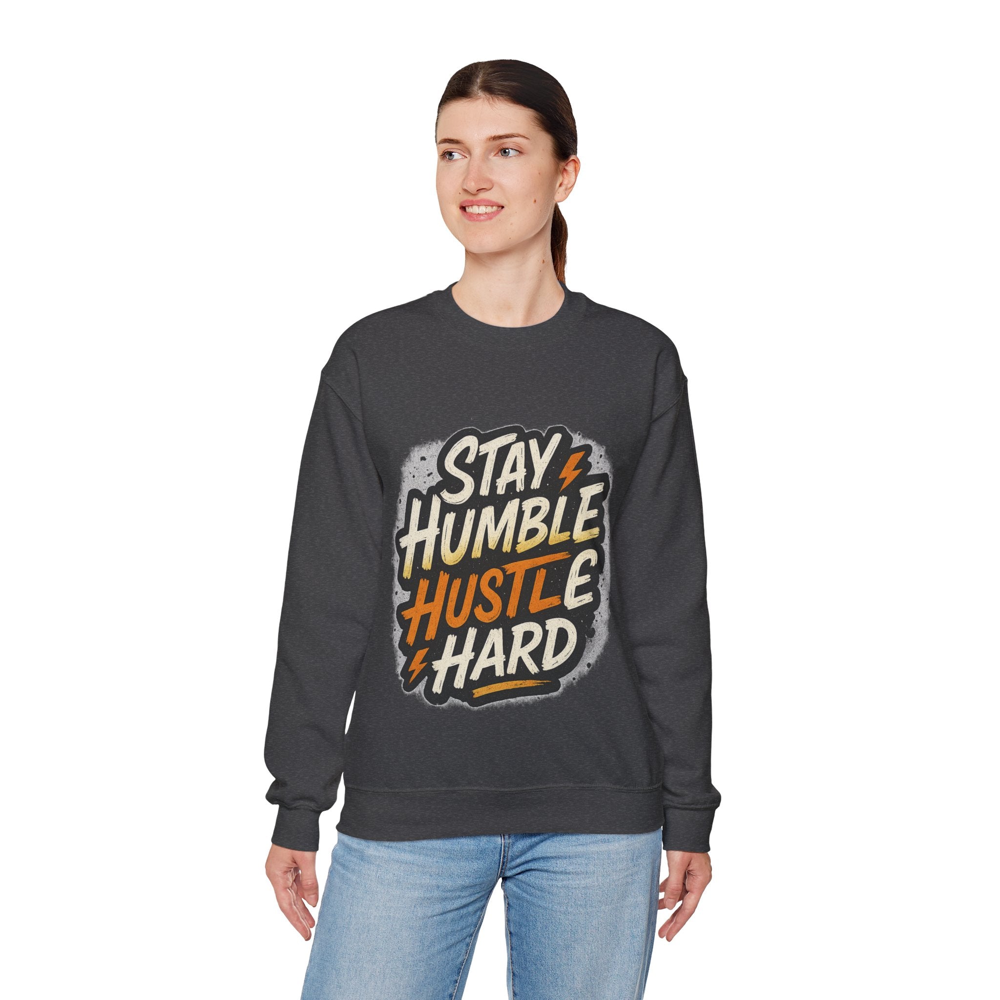 Stay Humble Hustle Hard Crewneck Sweatshirt | Motivational Unisex Sweatshirt | Inspirational Gift | Positive Quote Apparel