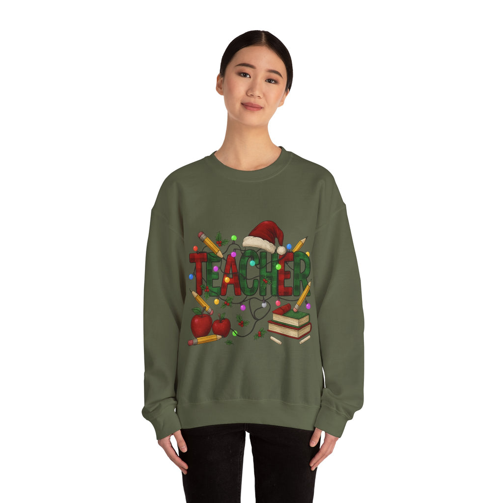 Festive Teacher Sweatshirt: Cozy Gift for Educators, Holiday Apparel, Classroom Style, Warm Winter Wear, Teacher Appreciation