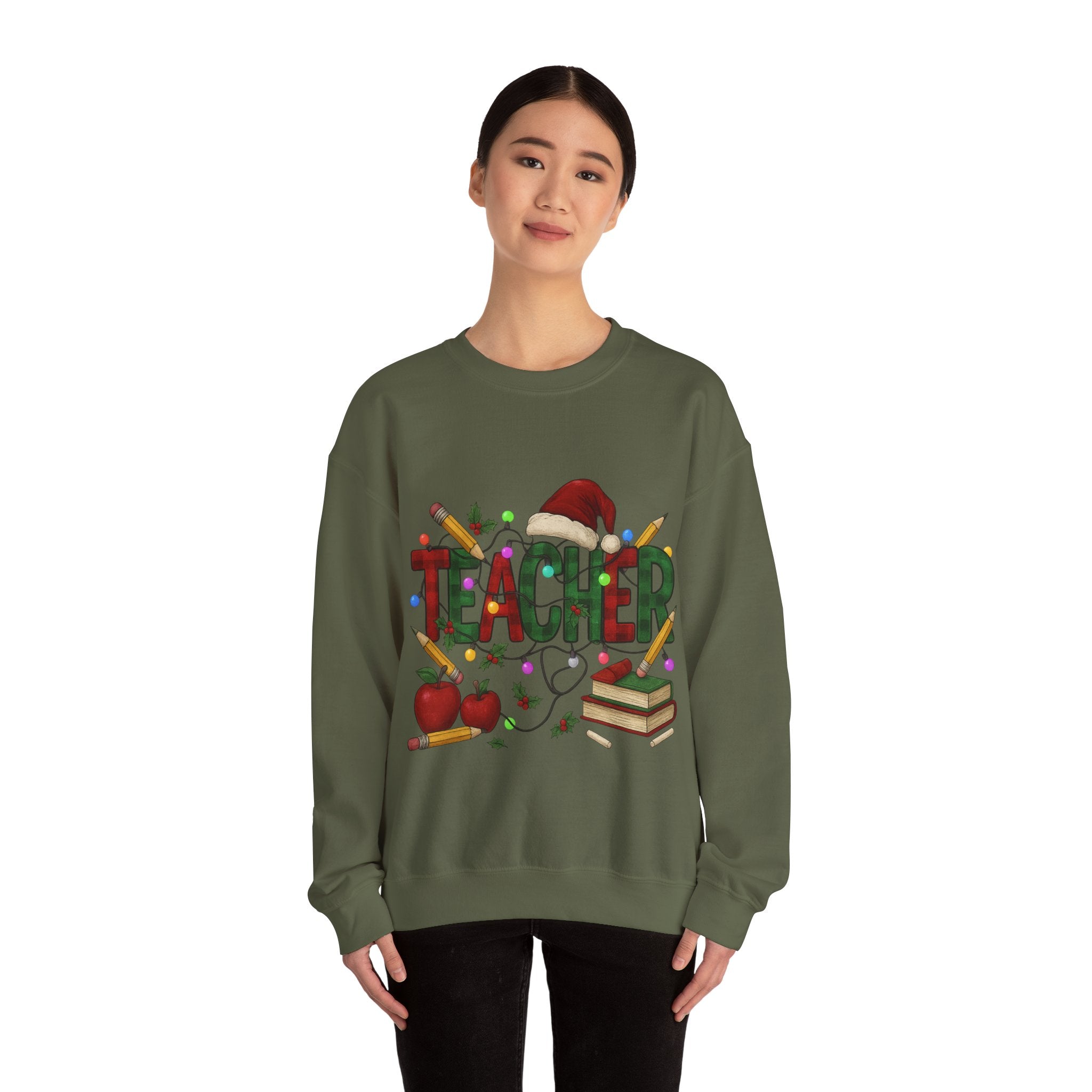 Festive Teacher Sweatshirt: Cozy Gift for Educators, Holiday Apparel, Classroom Style, Warm Winter Wear, Teacher Appreciation