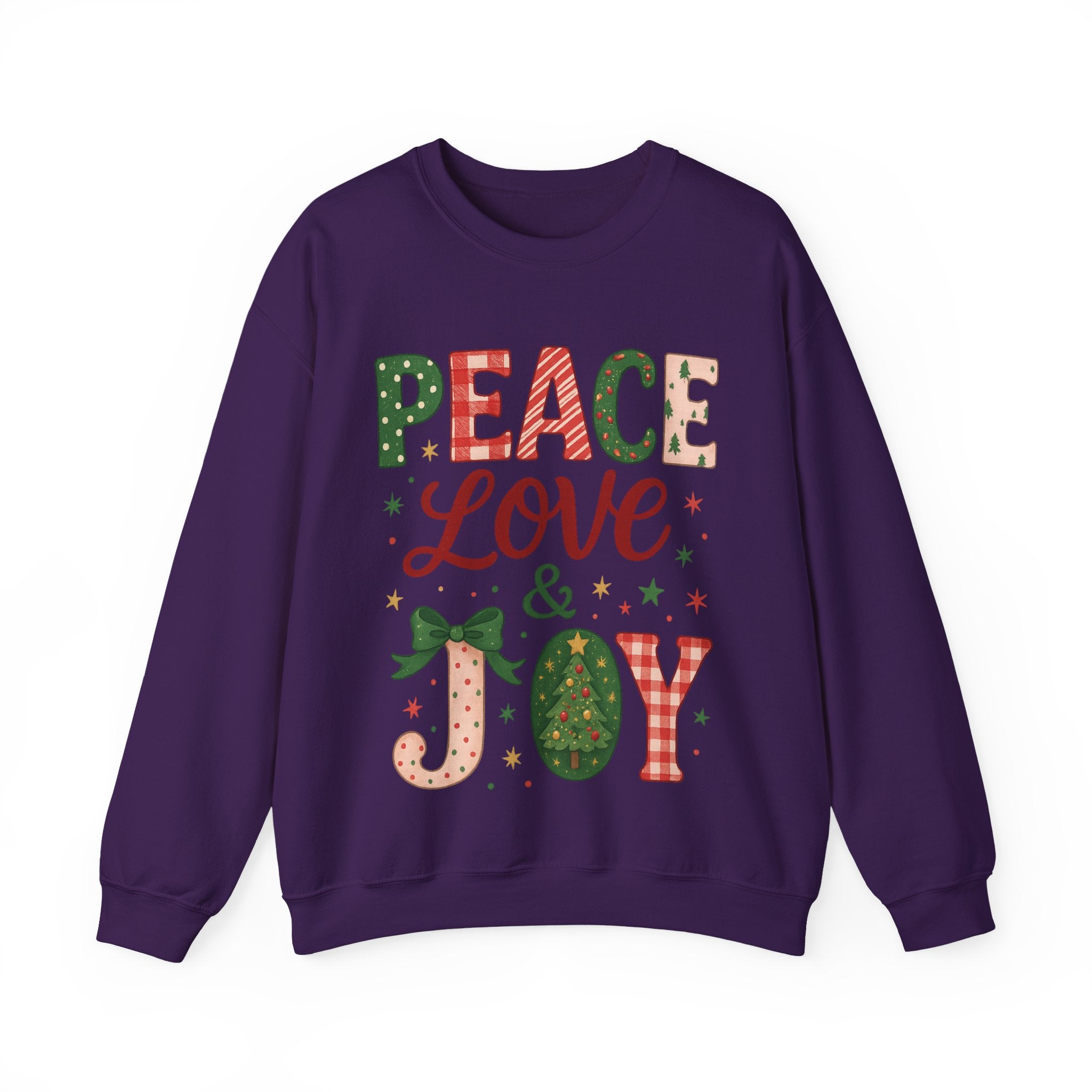 Peace, Love & Joy Christmas Sweatshirt – Festive Unisex Crewneck, Cozy Holiday Pullover, Positive Vibes Gift for Friends & Family