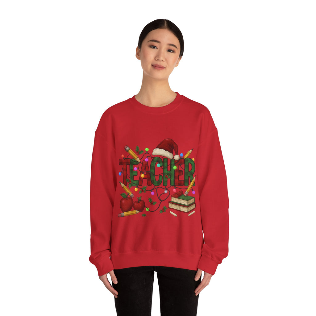 Festive Teacher Sweatshirt: Cozy Gift for Educators, Holiday Apparel, Classroom Style, Warm Winter Wear, Teacher Appreciation