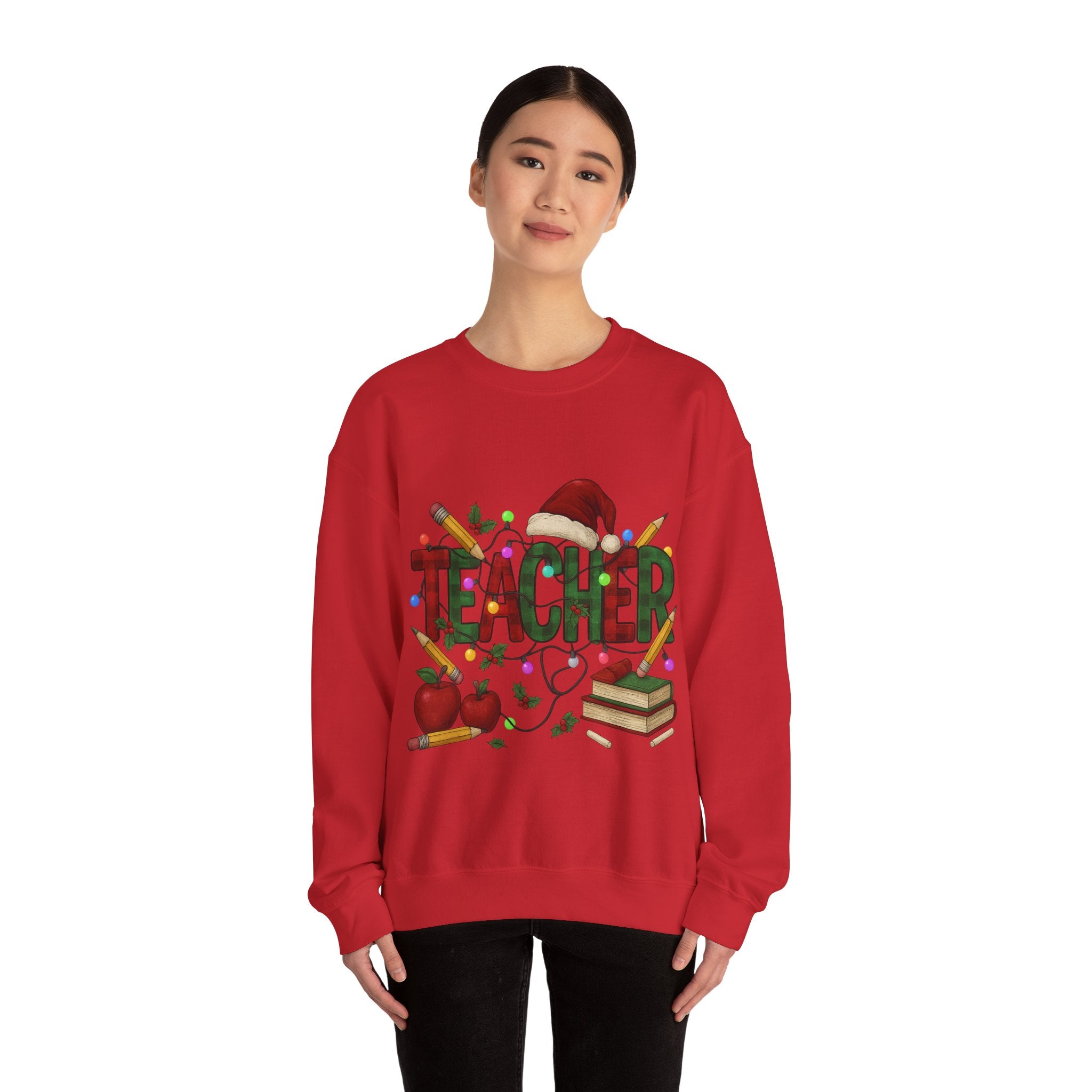 Festive Teacher Sweatshirt: Cozy Gift for Educators, Holiday Apparel, Classroom Style, Warm Winter Wear, Teacher Appreciation