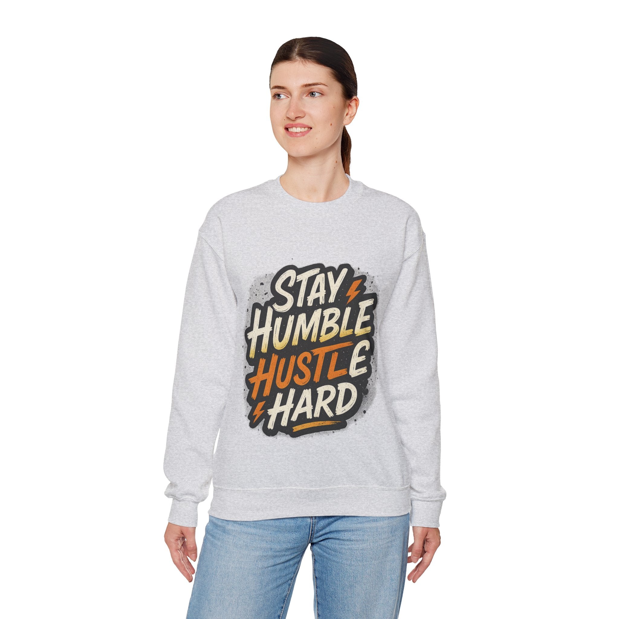 Stay Humble Hustle Hard Crewneck Sweatshirt | Motivational Unisex Sweatshirt | Inspirational Gift | Positive Quote Apparel