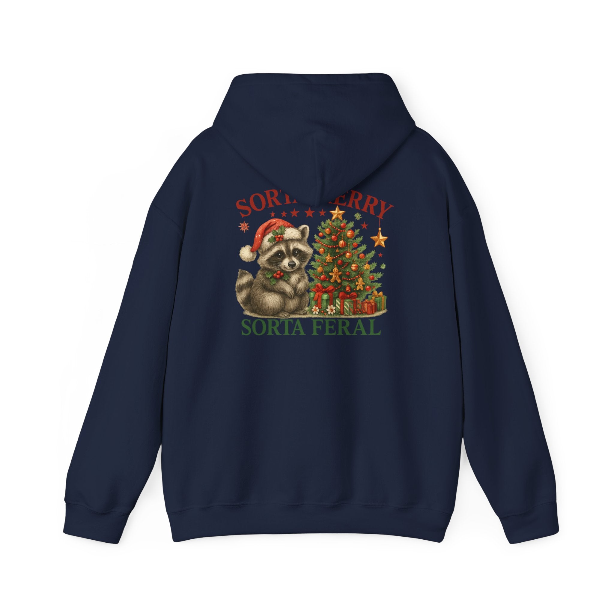 Cute Christmas Raccoon Hoodie – Cozy Holiday Unisex Sweatshirt | Funny Gift for Animal Lovers | Feral Raccoon Christmas Pullover